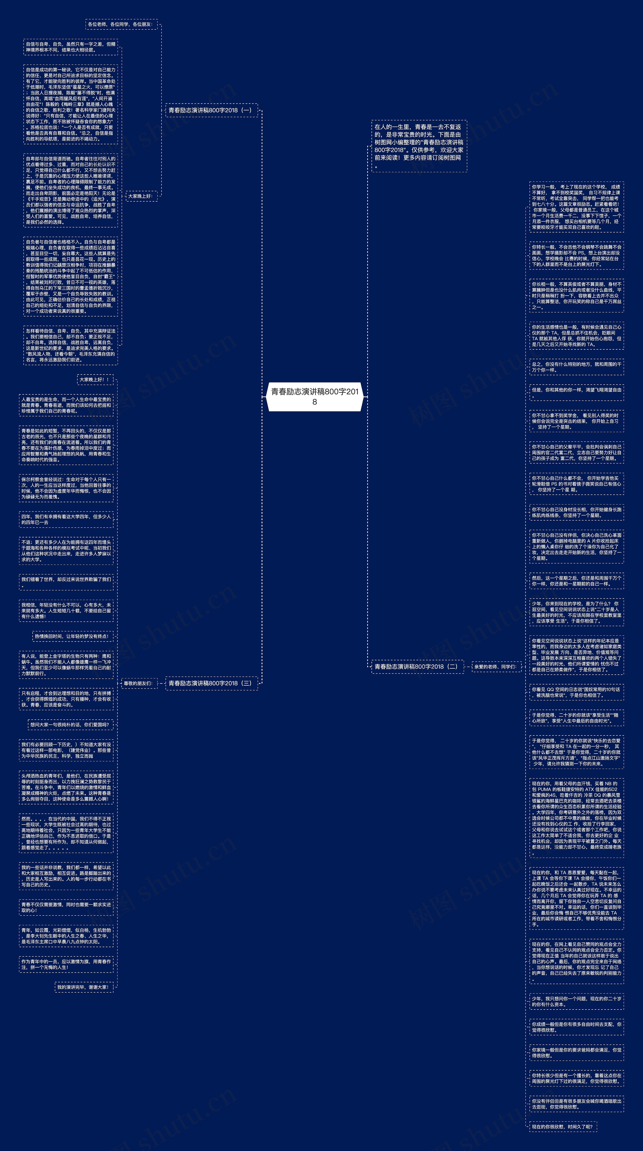 青春励志演讲稿800字2018思维导图