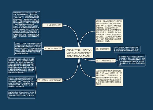 AQA落户中国，来八一八四大IGCSE考试局中唯一没有入华的OCR考试局！