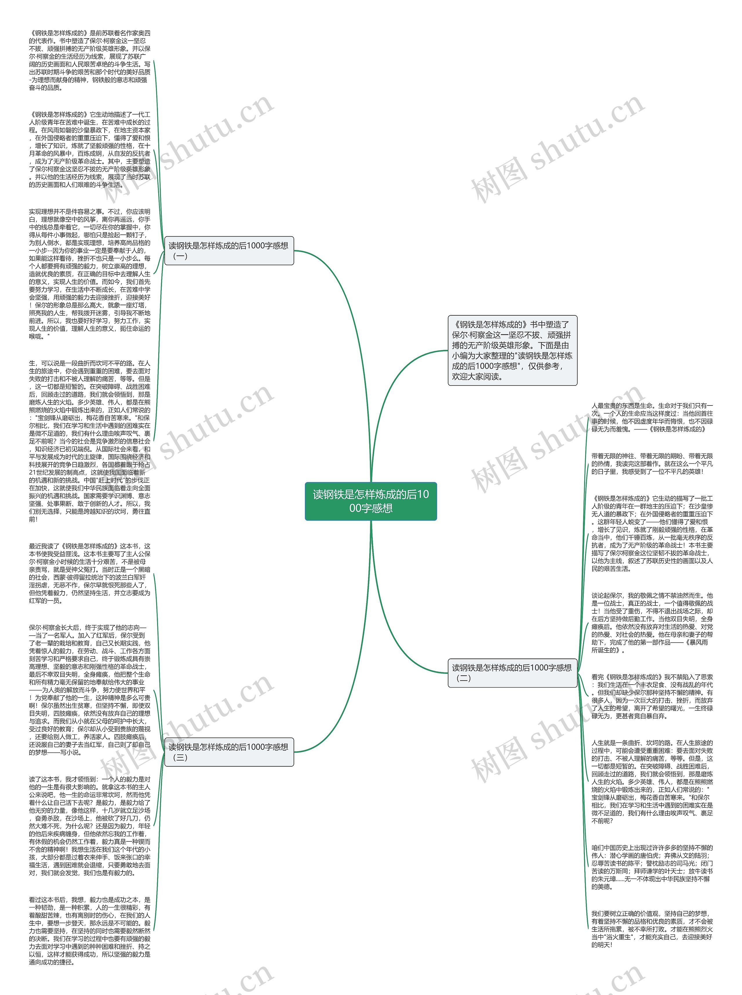 读钢铁是怎样炼成的后1000字感想思维导图