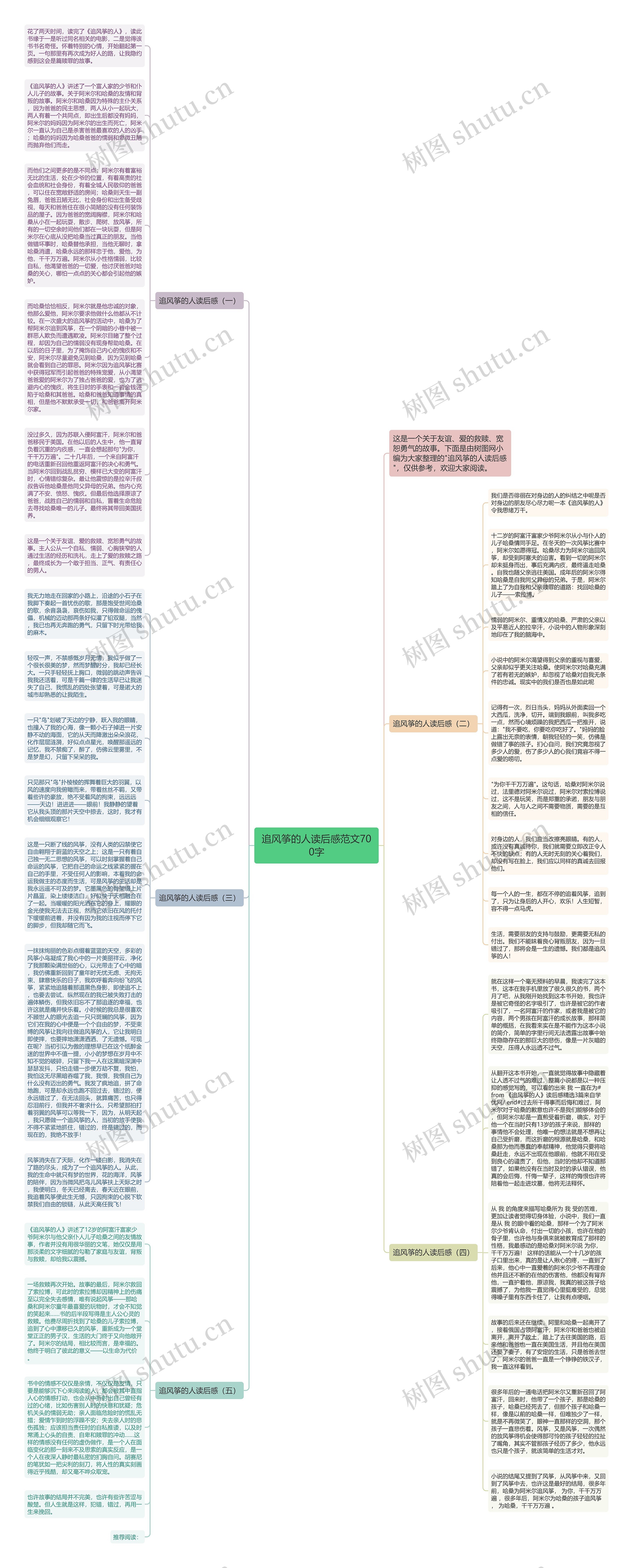追风筝的人读后感范文700字思维导图