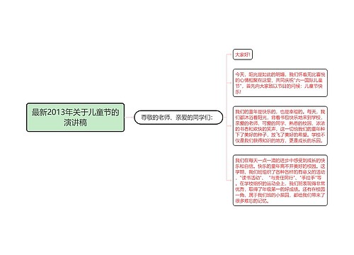 最新2013年关于儿童节的演讲稿