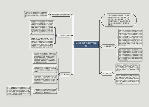 幼儿园老师五月份工作计划