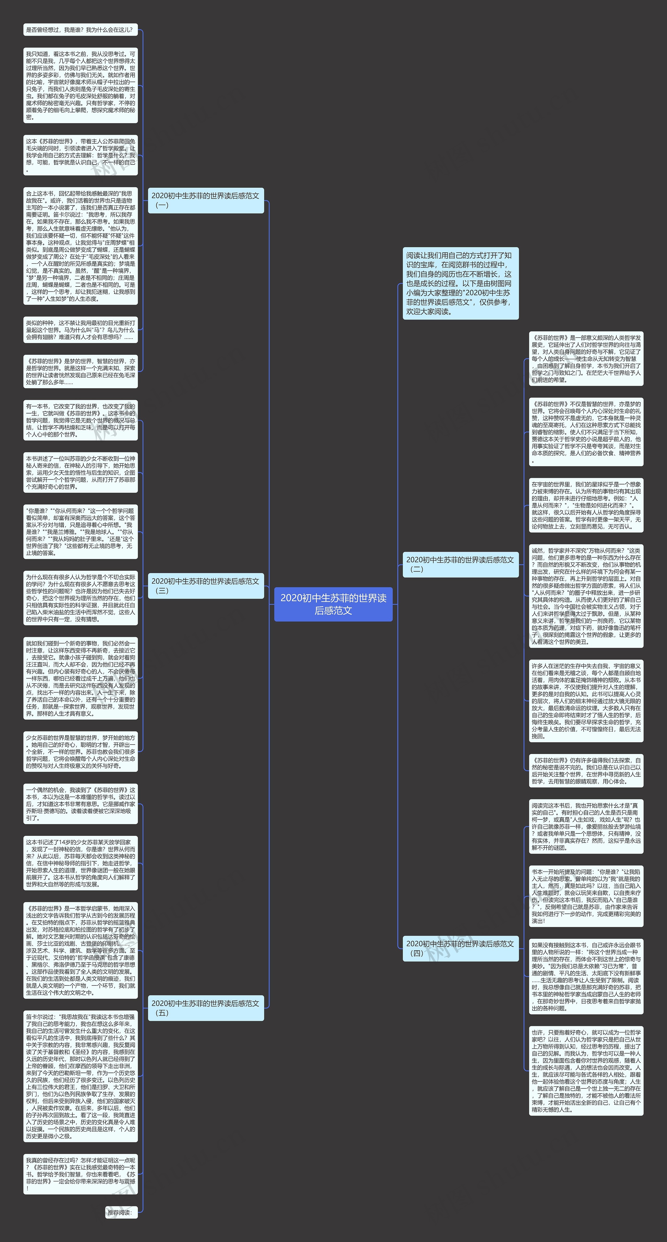 2020初中生苏菲的世界读后感范文思维导图
