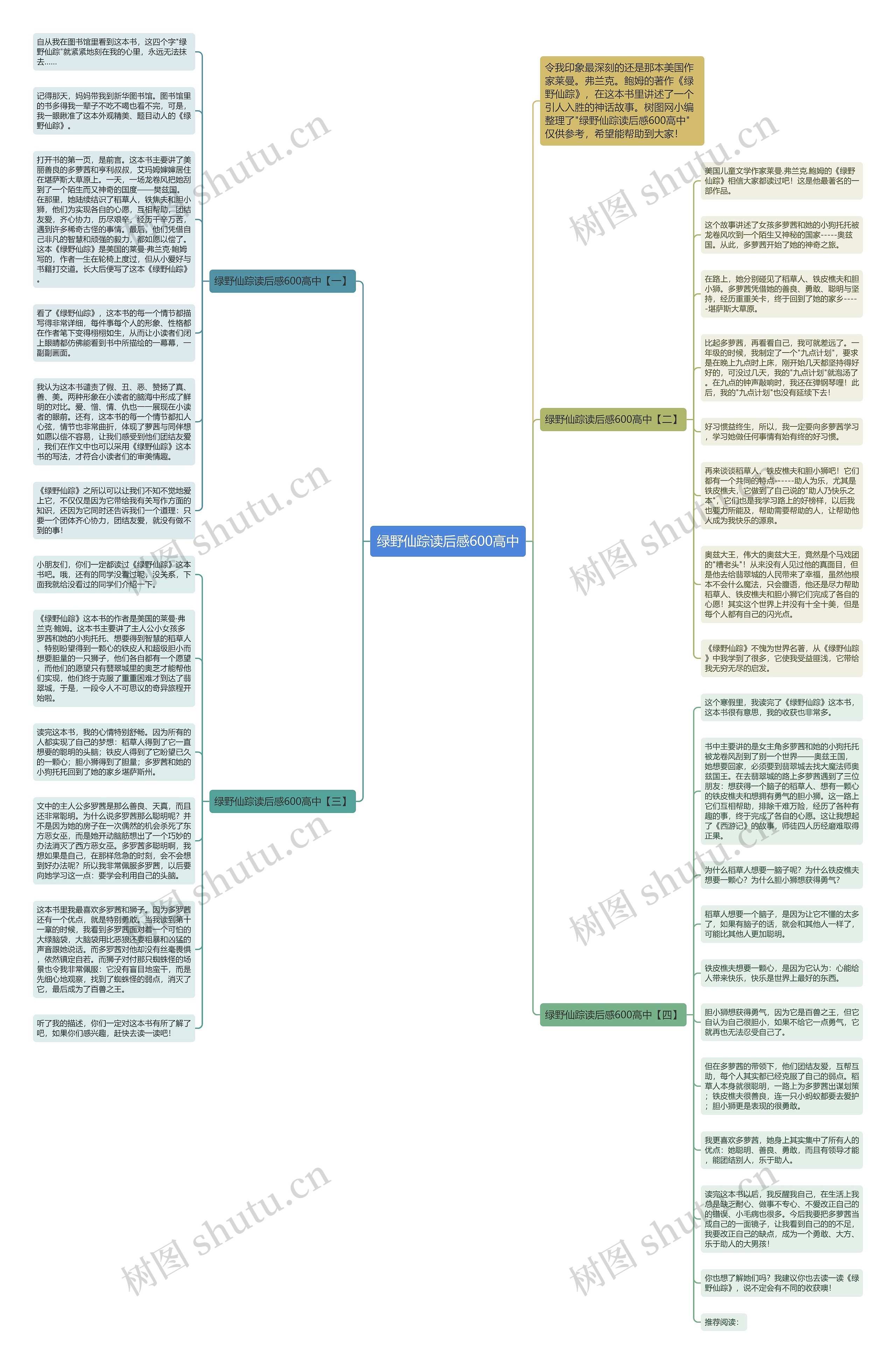 绿野仙踪读后感600高中思维导图