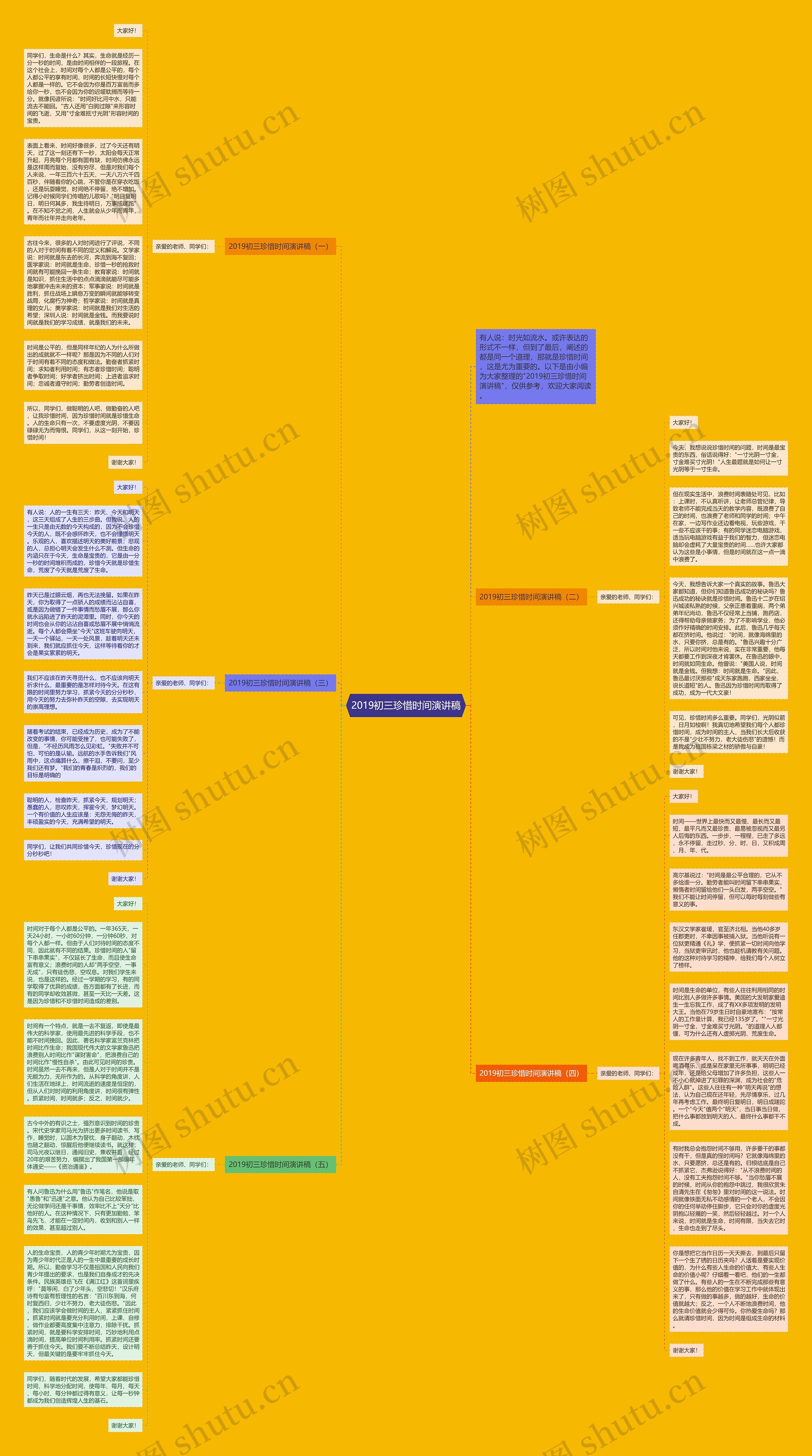 2019初三珍惜时间演讲稿思维导图