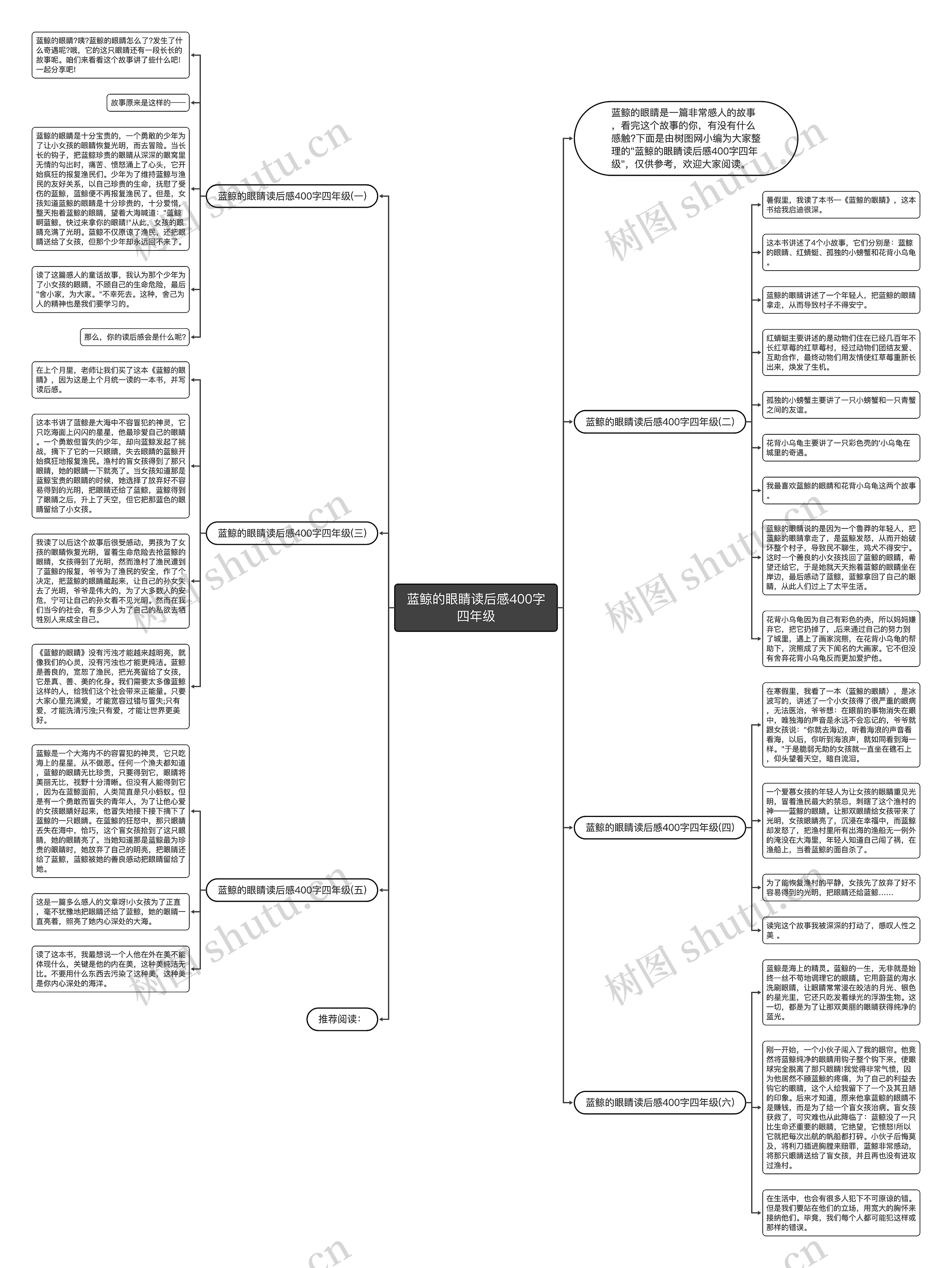 蓝鲸的眼睛读后感400字四年级思维导图