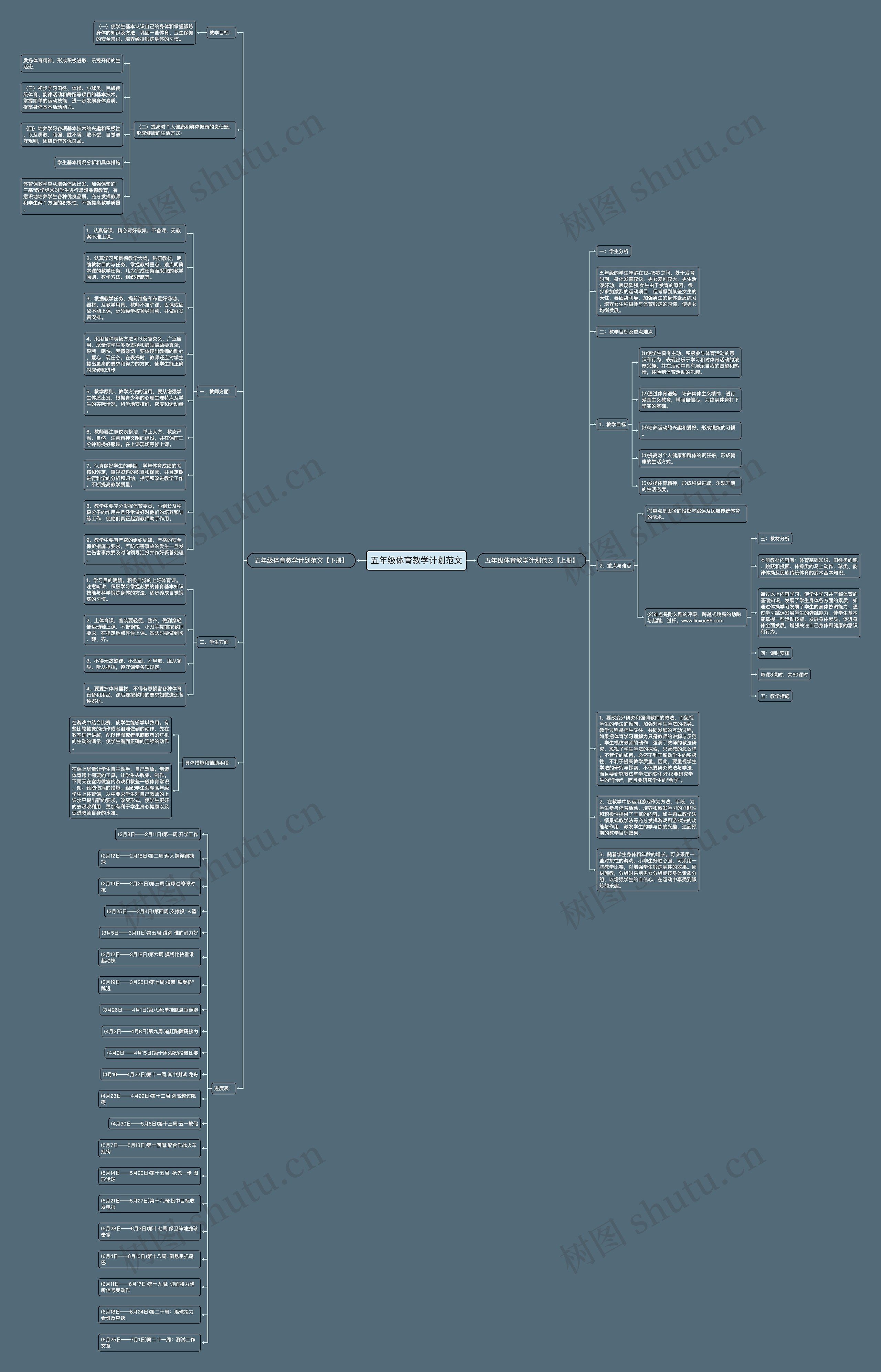 五年级体育教学计划范文思维导图