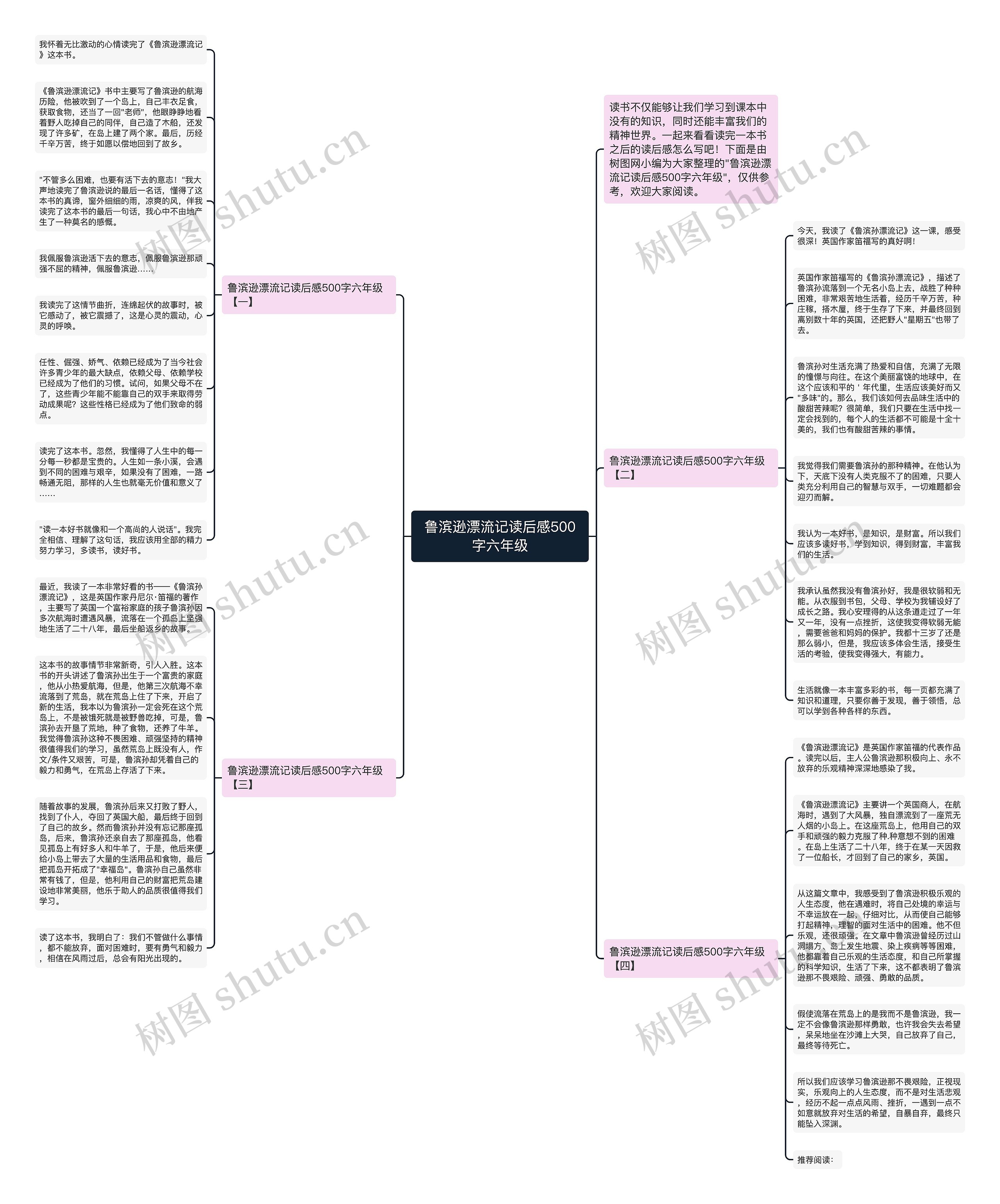 鲁滨逊漂流记读后感500字六年级思维导图