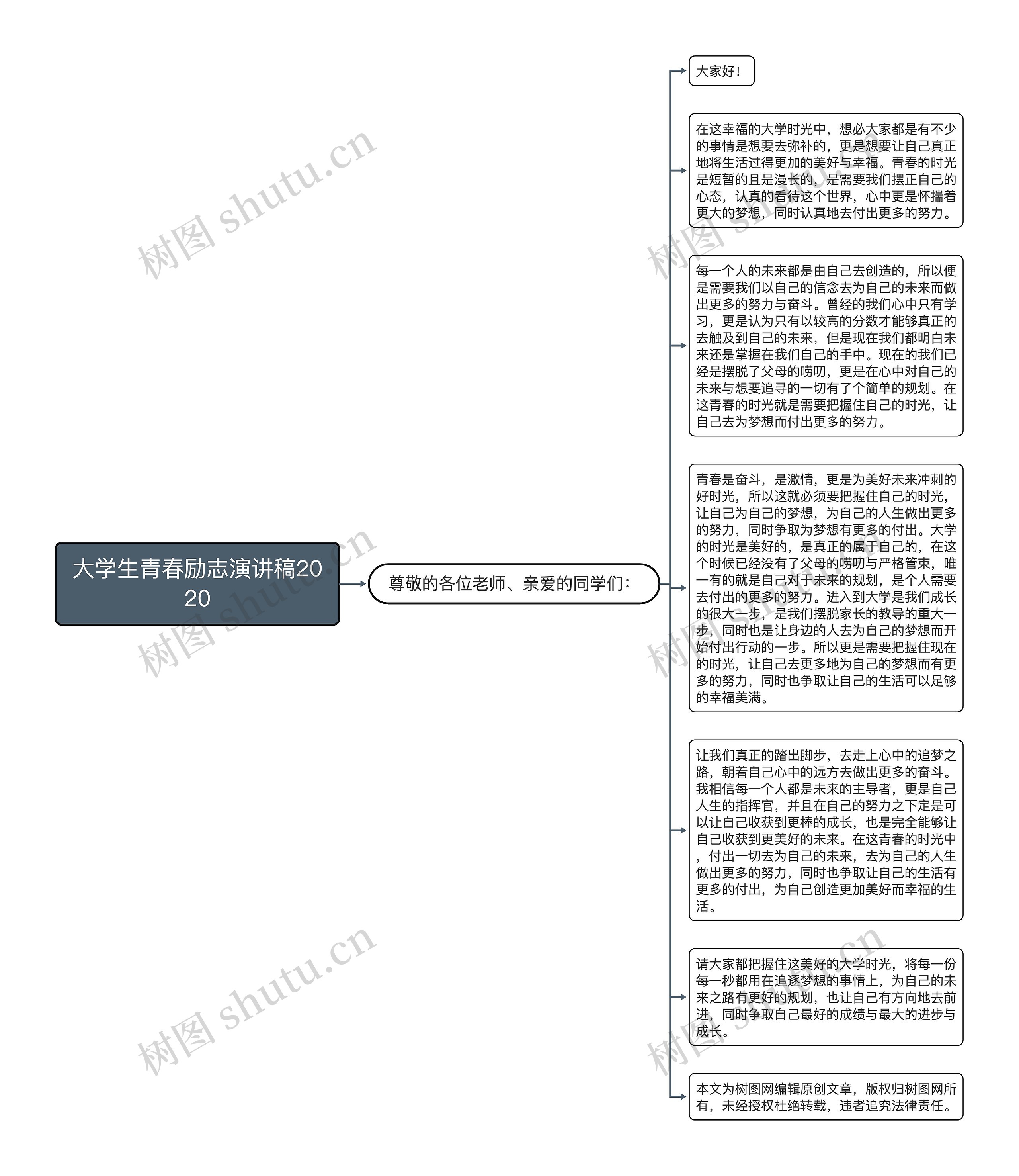 大学生青春励志演讲稿2020思维导图