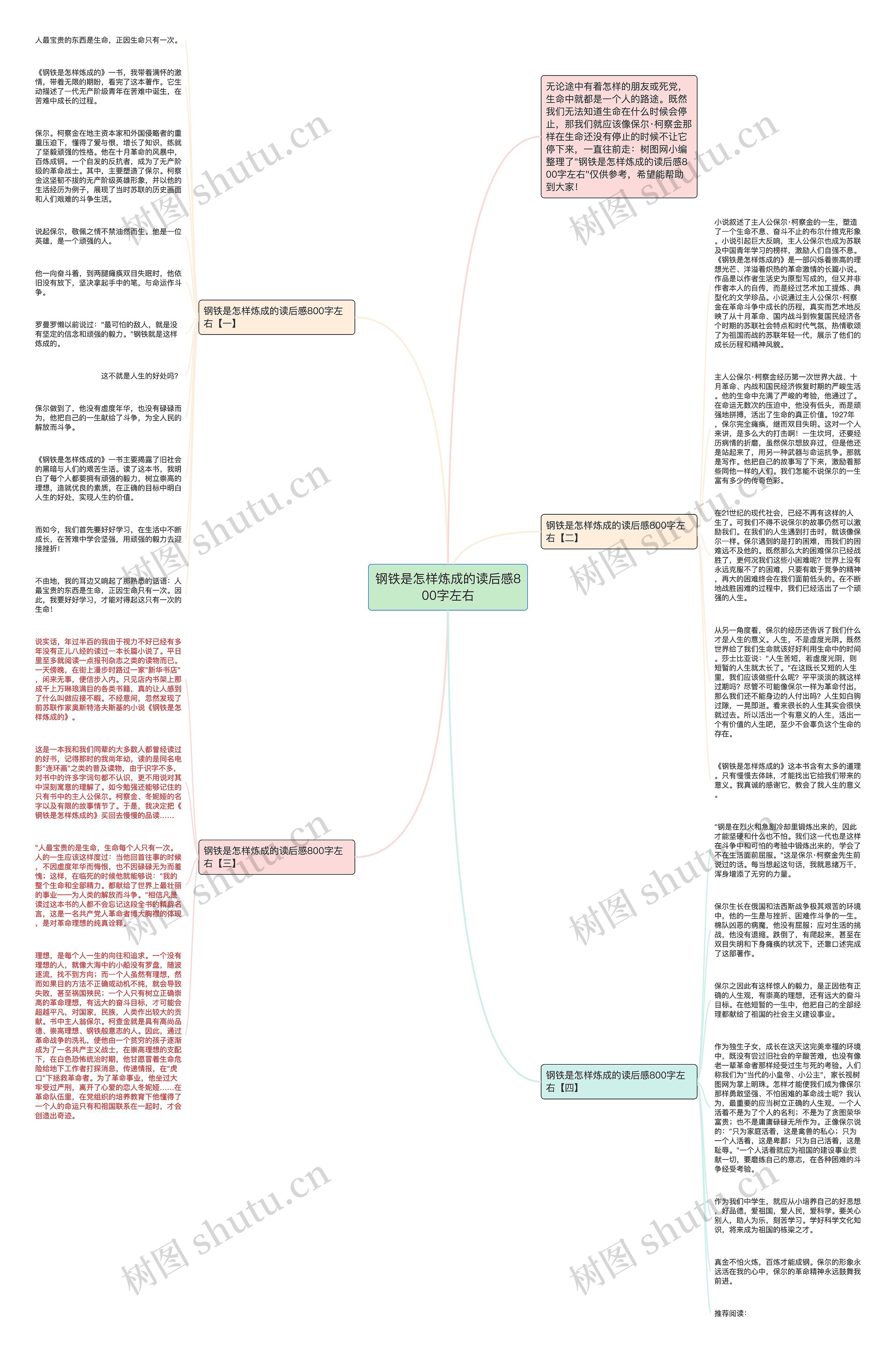 钢铁是怎样炼成的读后感800字左右思维导图