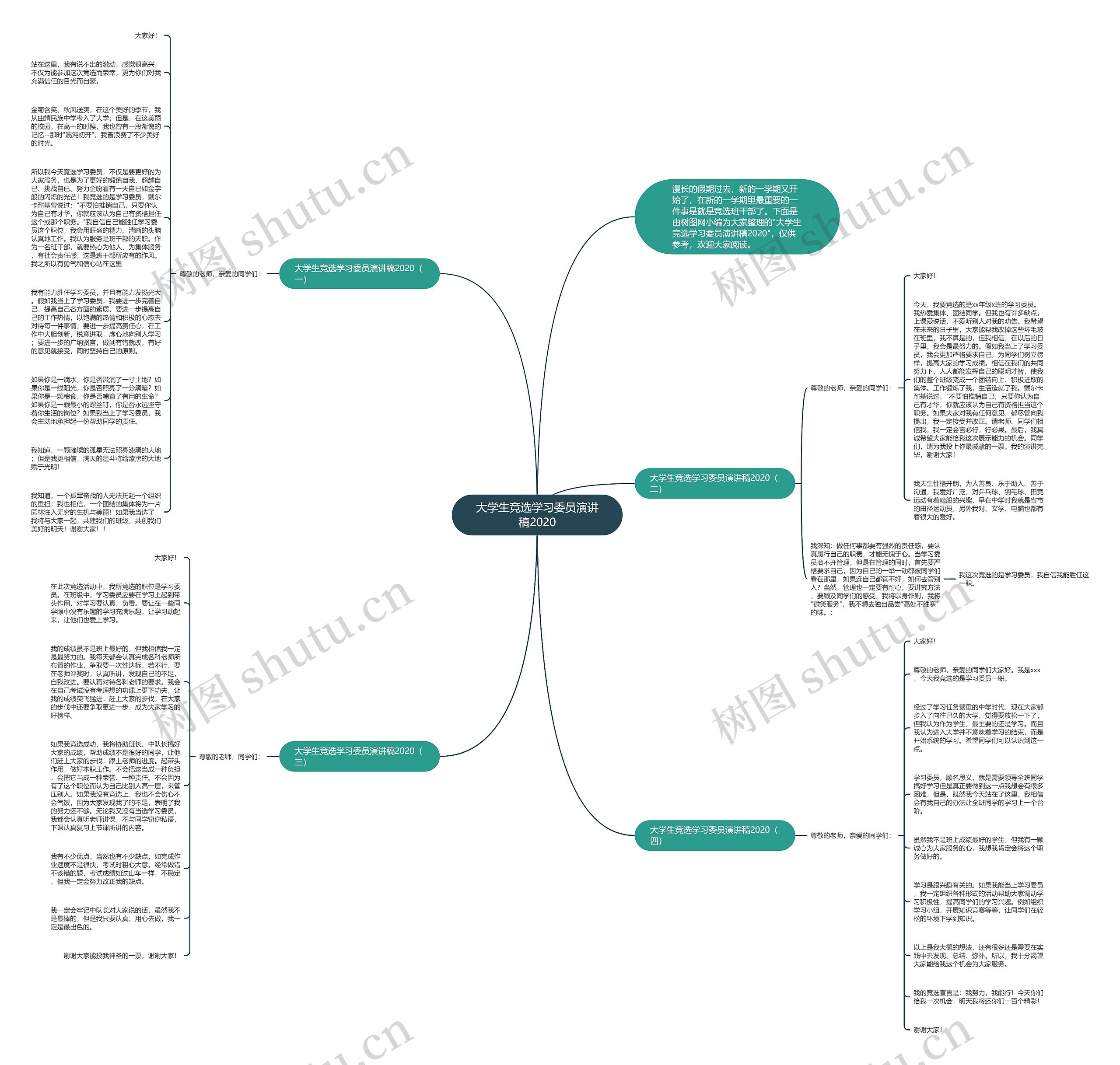 大学生竞选学习委员演讲稿2020思维导图