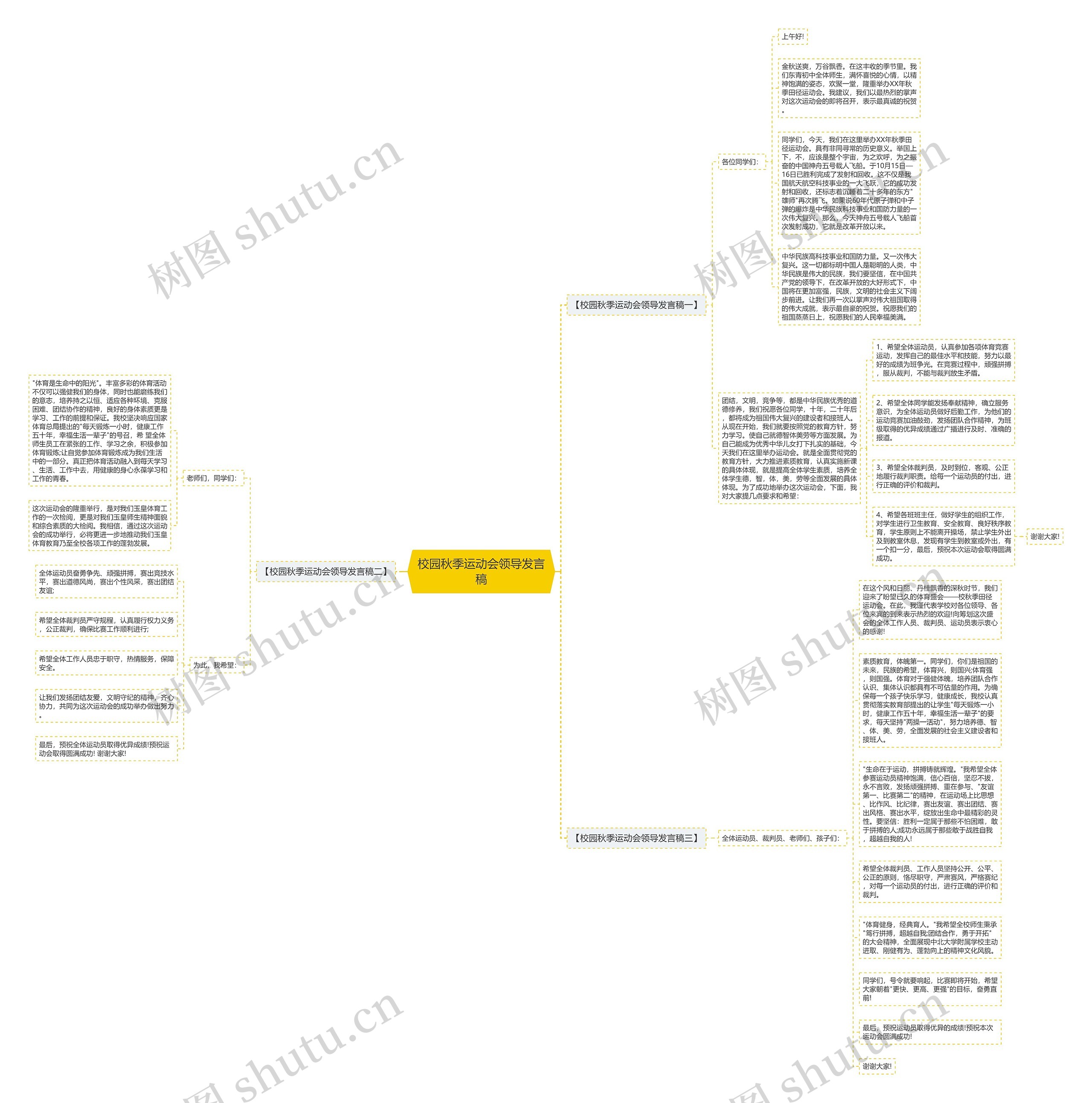 校园秋季运动会领导发言稿思维导图