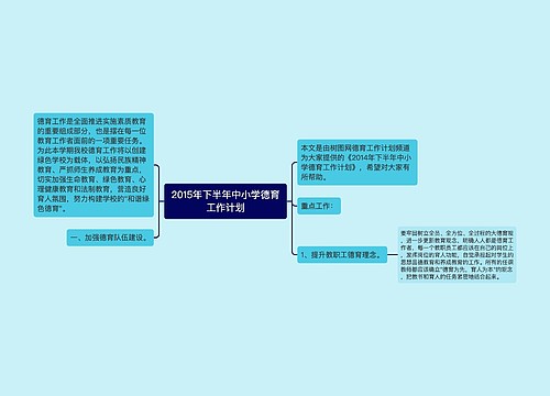 2015年下半年中小学德育工作计划