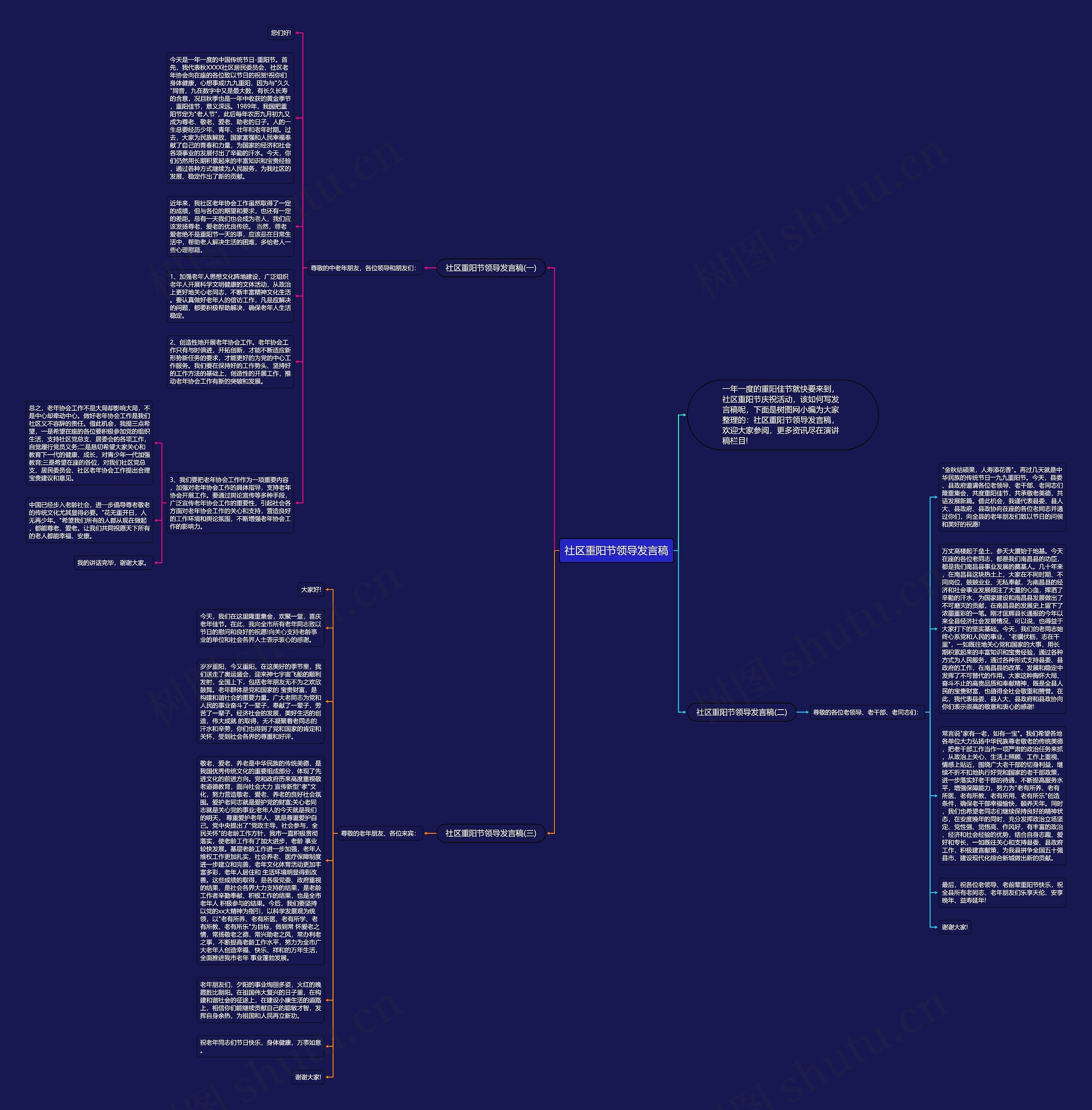 社区重阳节领导发言稿思维导图