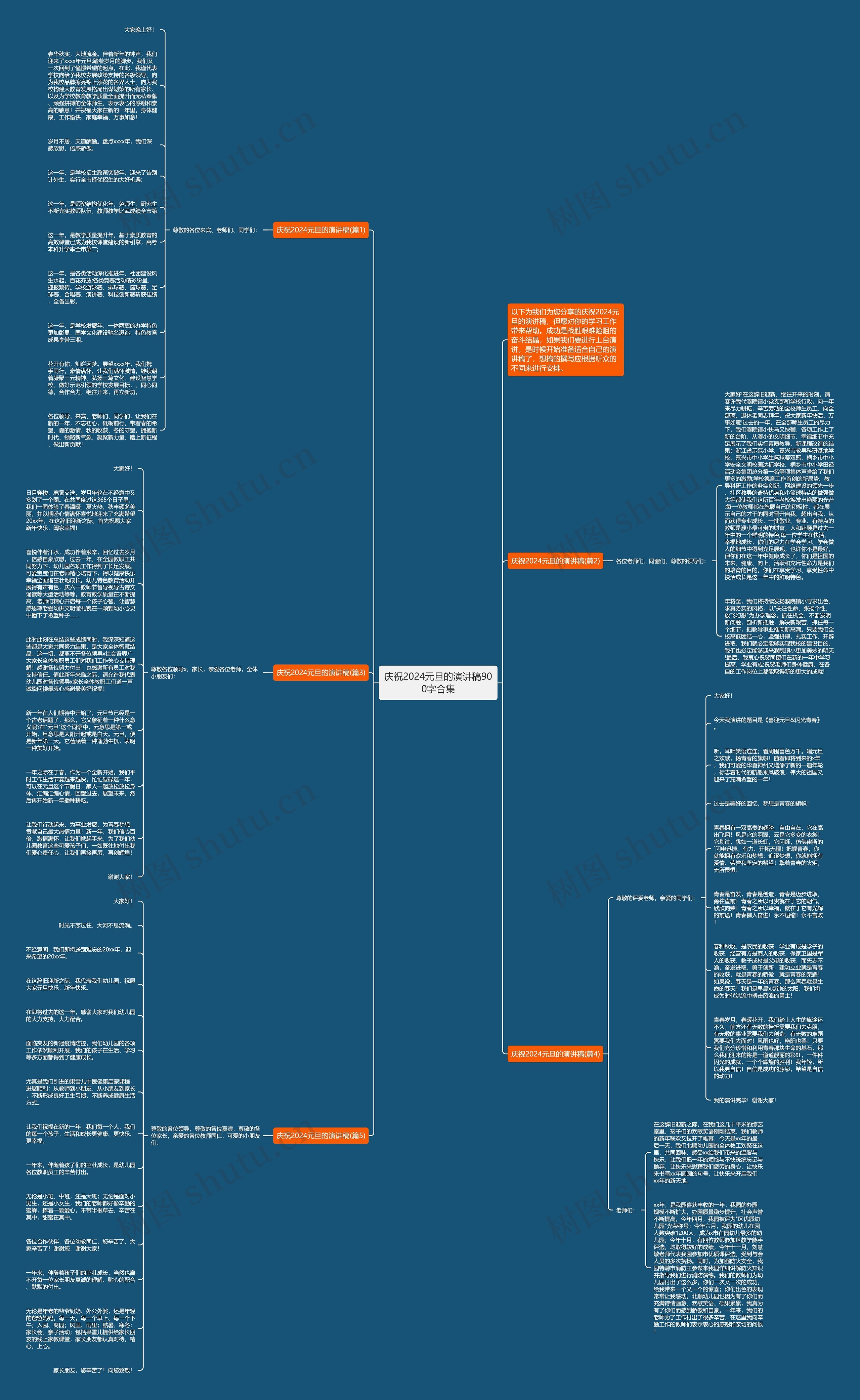 庆祝2024元旦的演讲稿900字合集思维导图