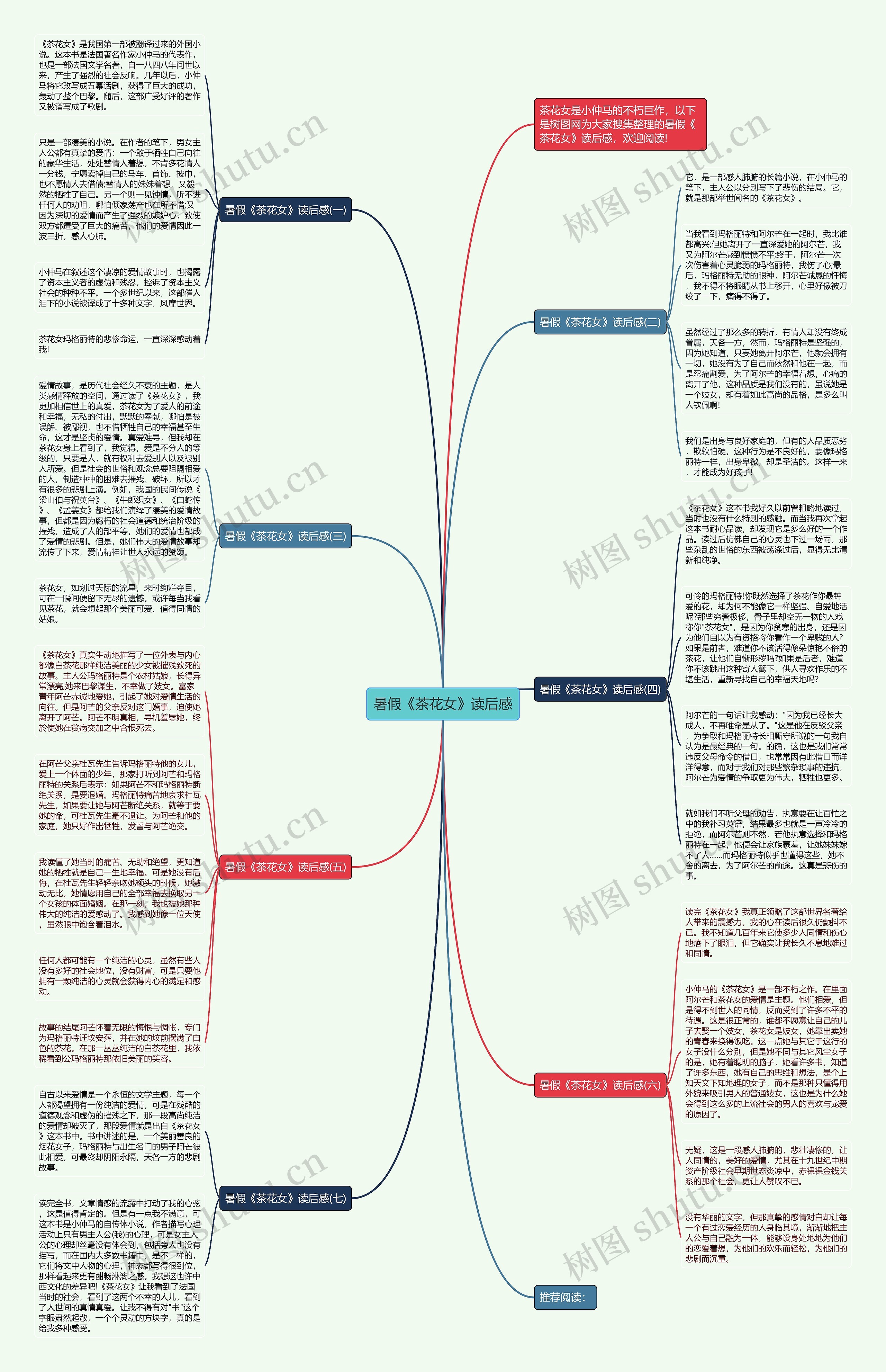 暑假《茶花女》读后感思维导图