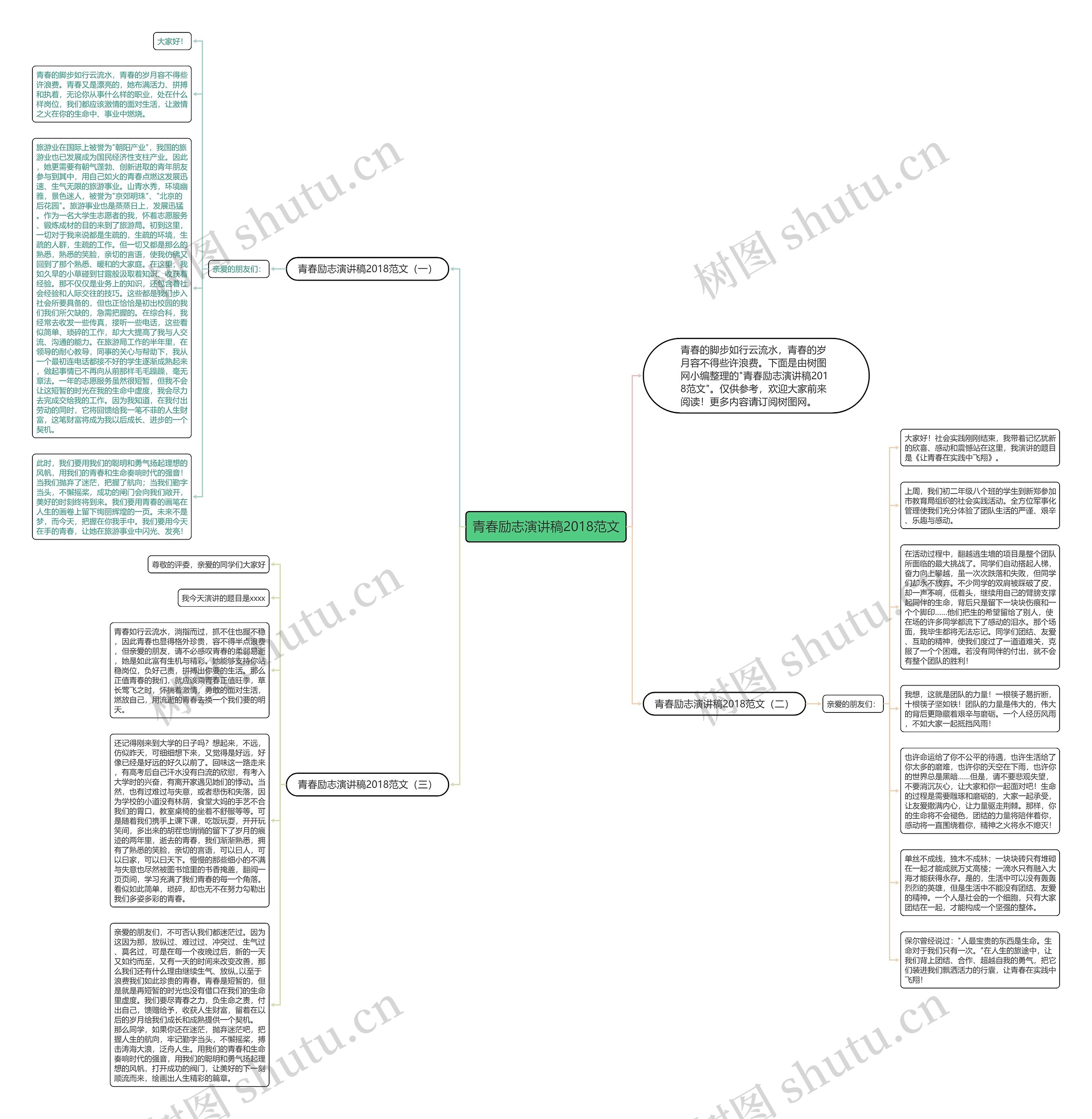 青春励志演讲稿2018范文思维导图