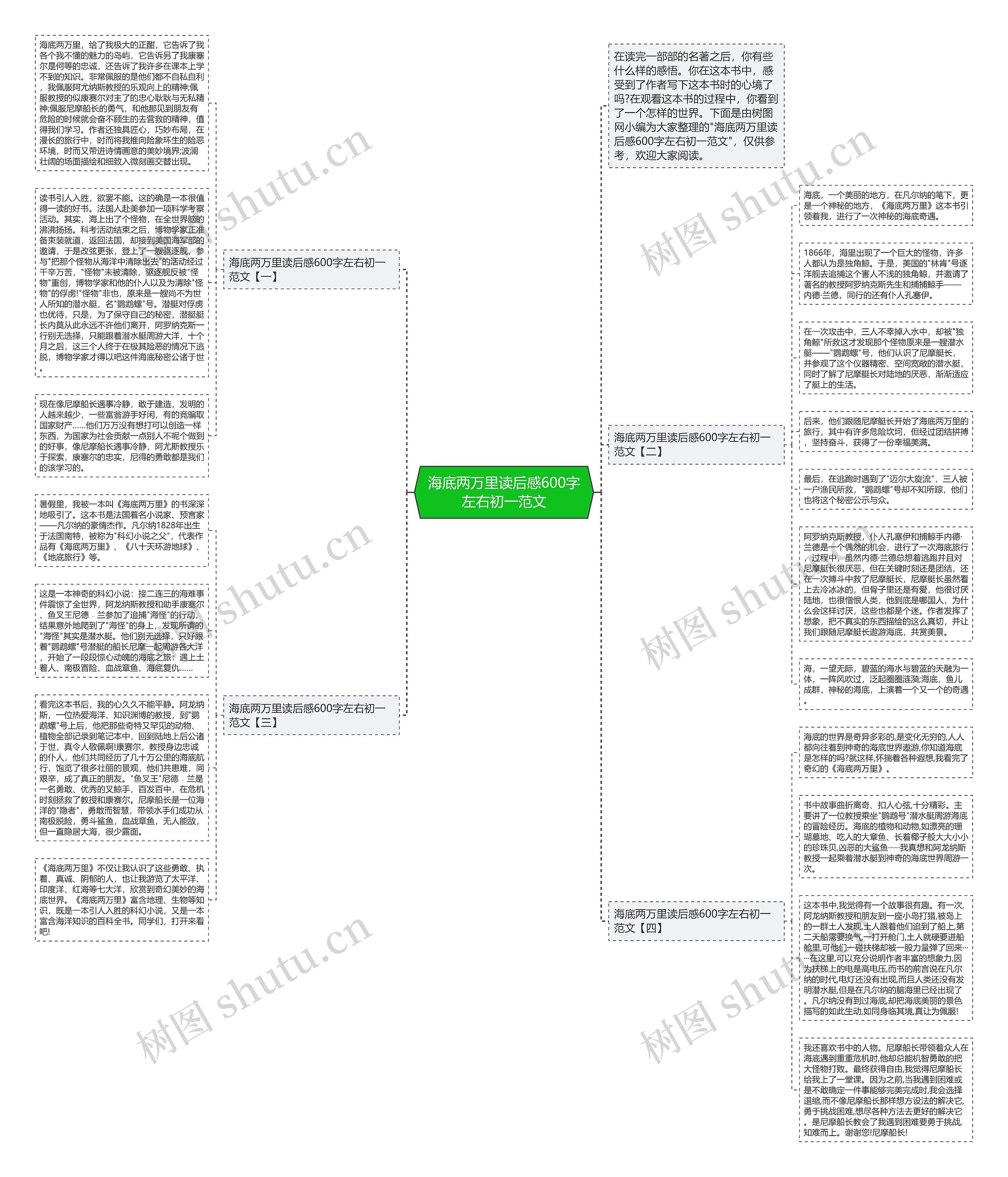 海底两万里读后感600字左右初一范文思维导图