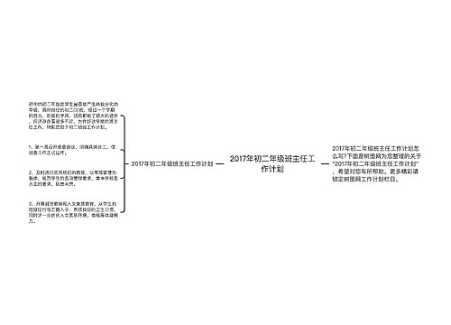 2017年初二年级班主任工作计划