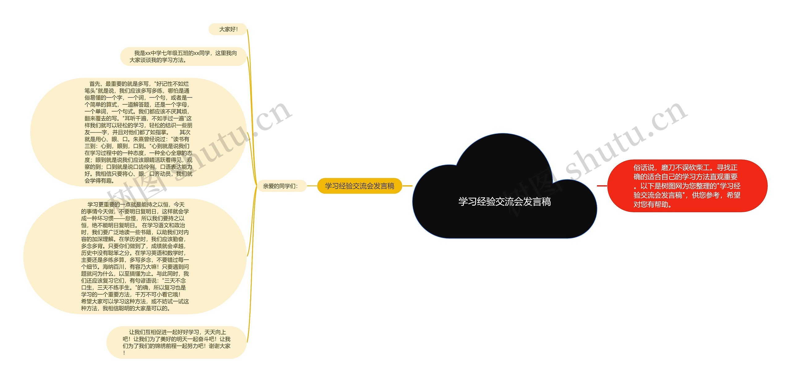 学习经验交流会发言稿思维导图