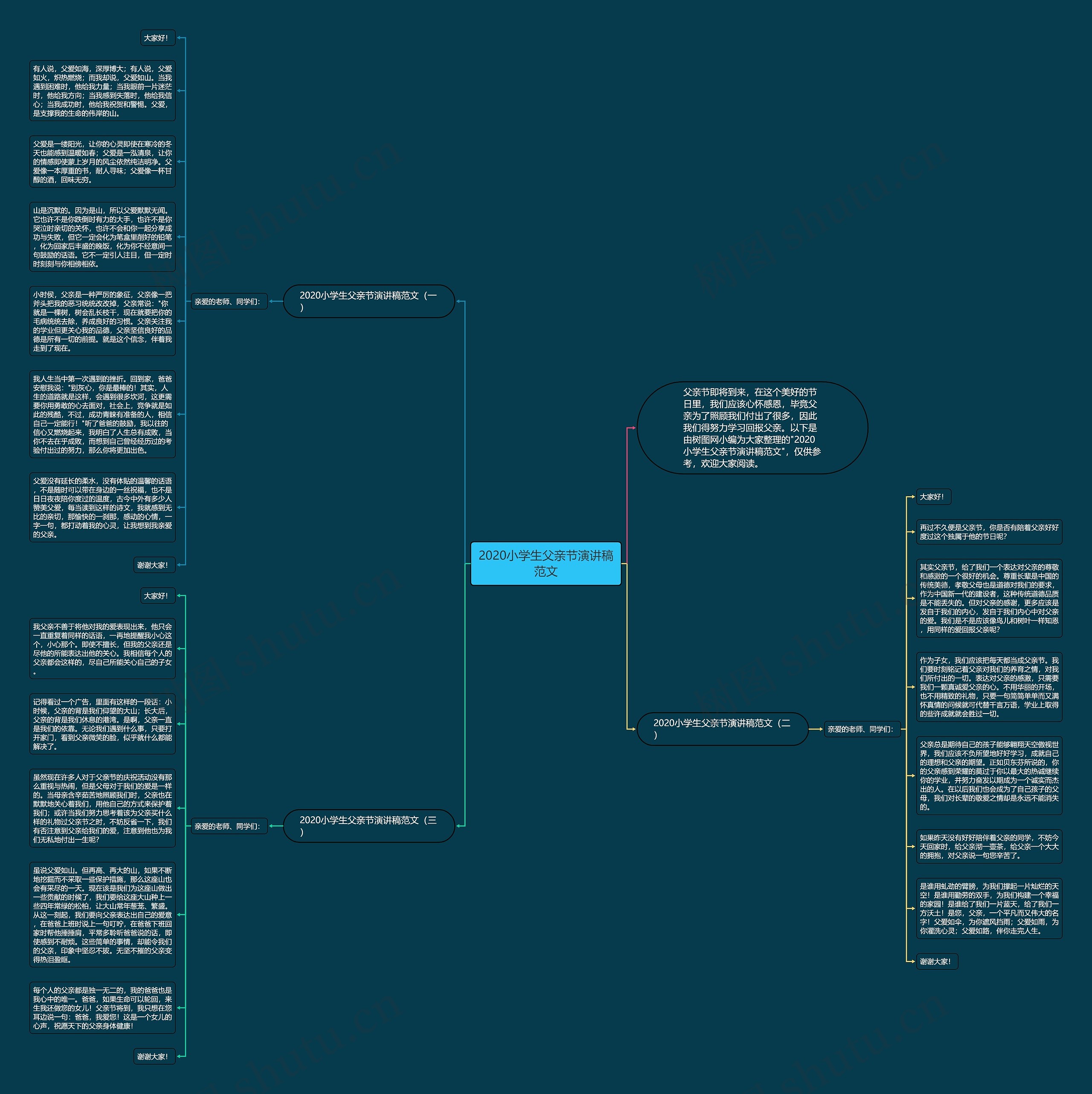 2020小学生父亲节演讲稿范文思维导图