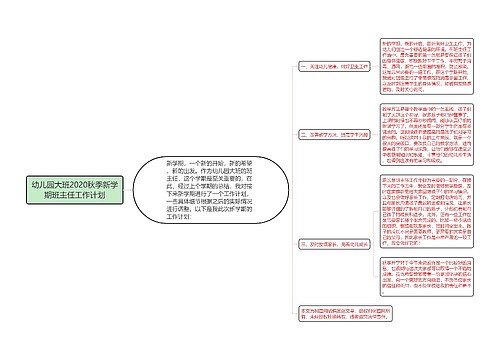 幼儿园大班2020秋季新学期班主任工作计划