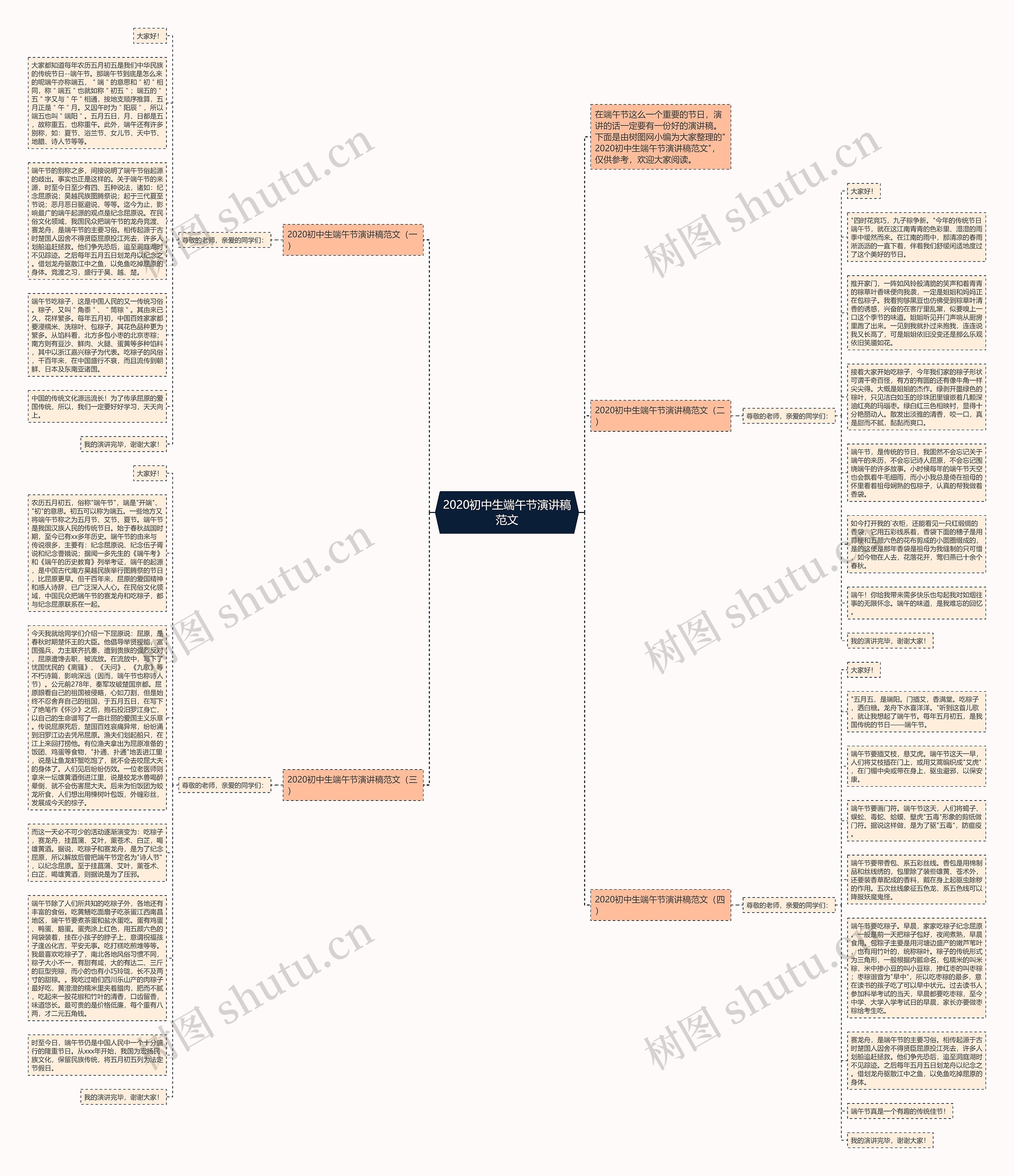 2020初中生端午节演讲稿范文思维导图