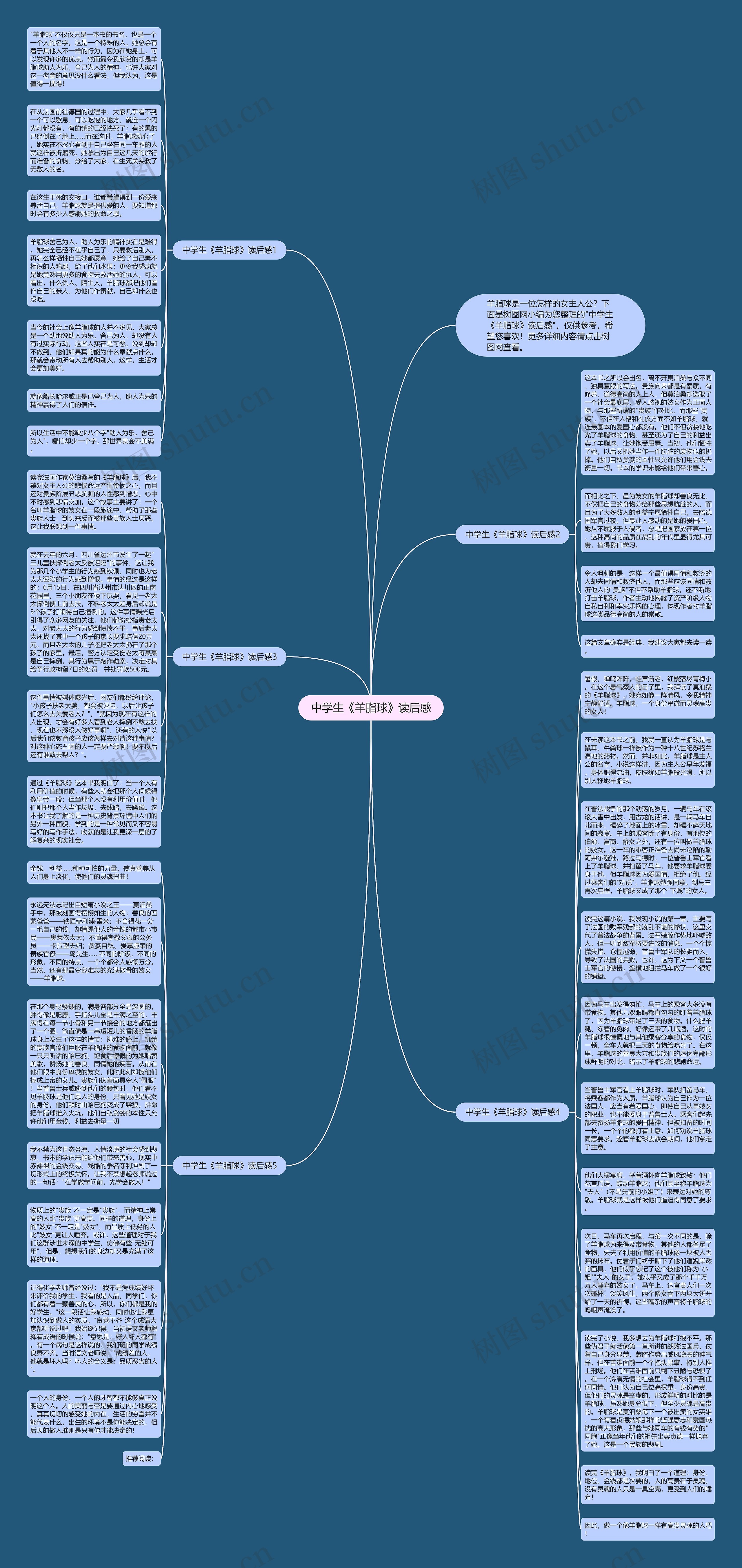 中学生《羊脂球》读后感思维导图