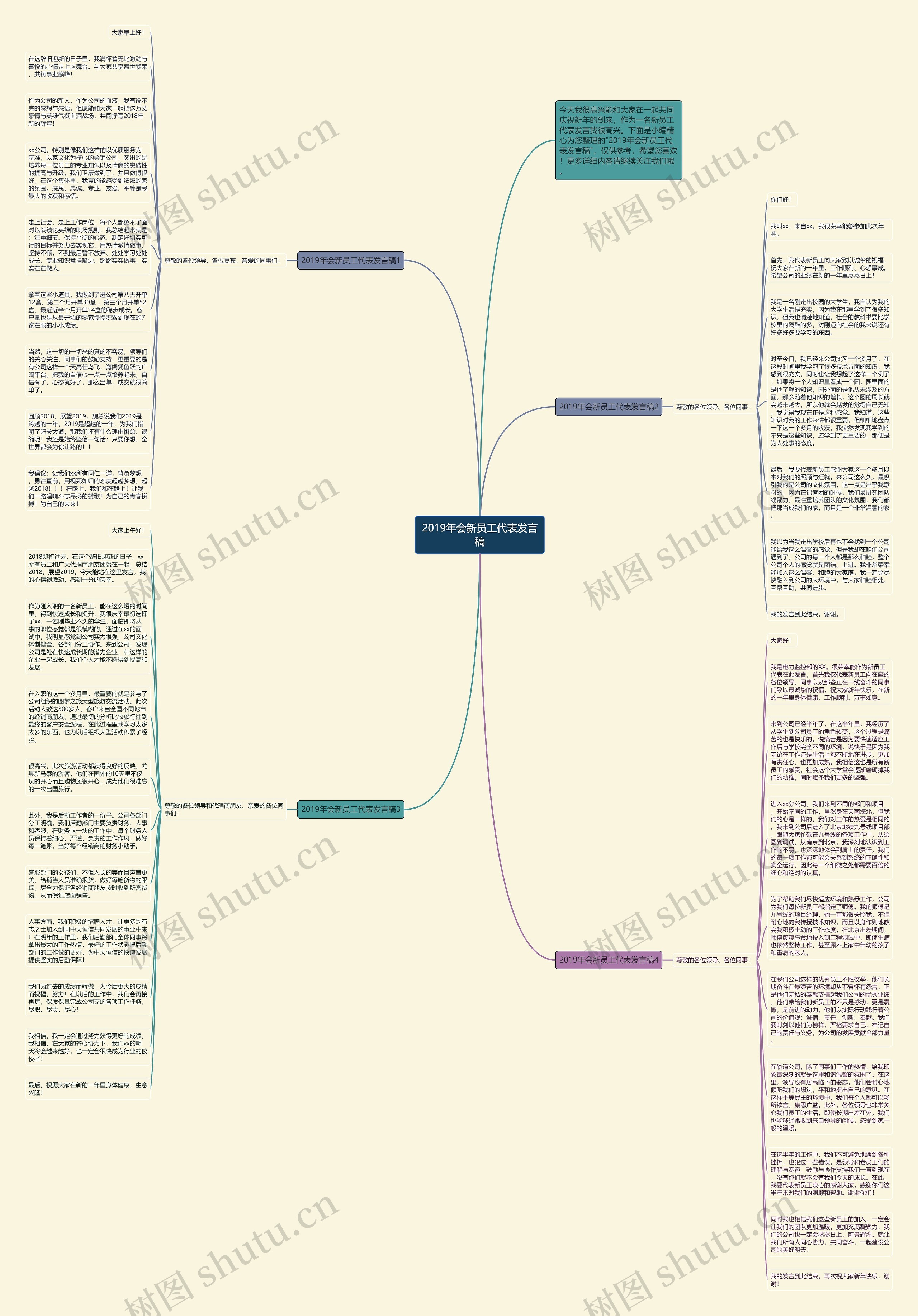 2019年会新员工代表发言稿思维导图