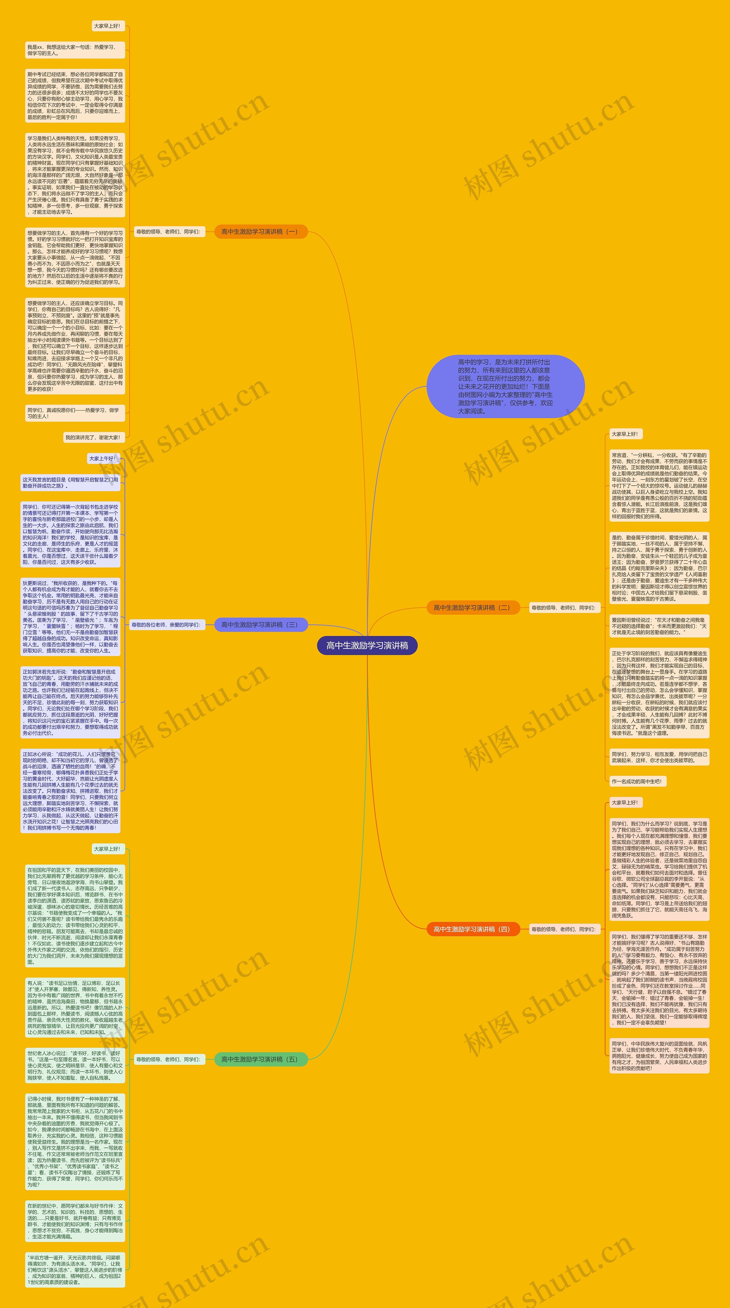 高中生激励学习演讲稿思维导图