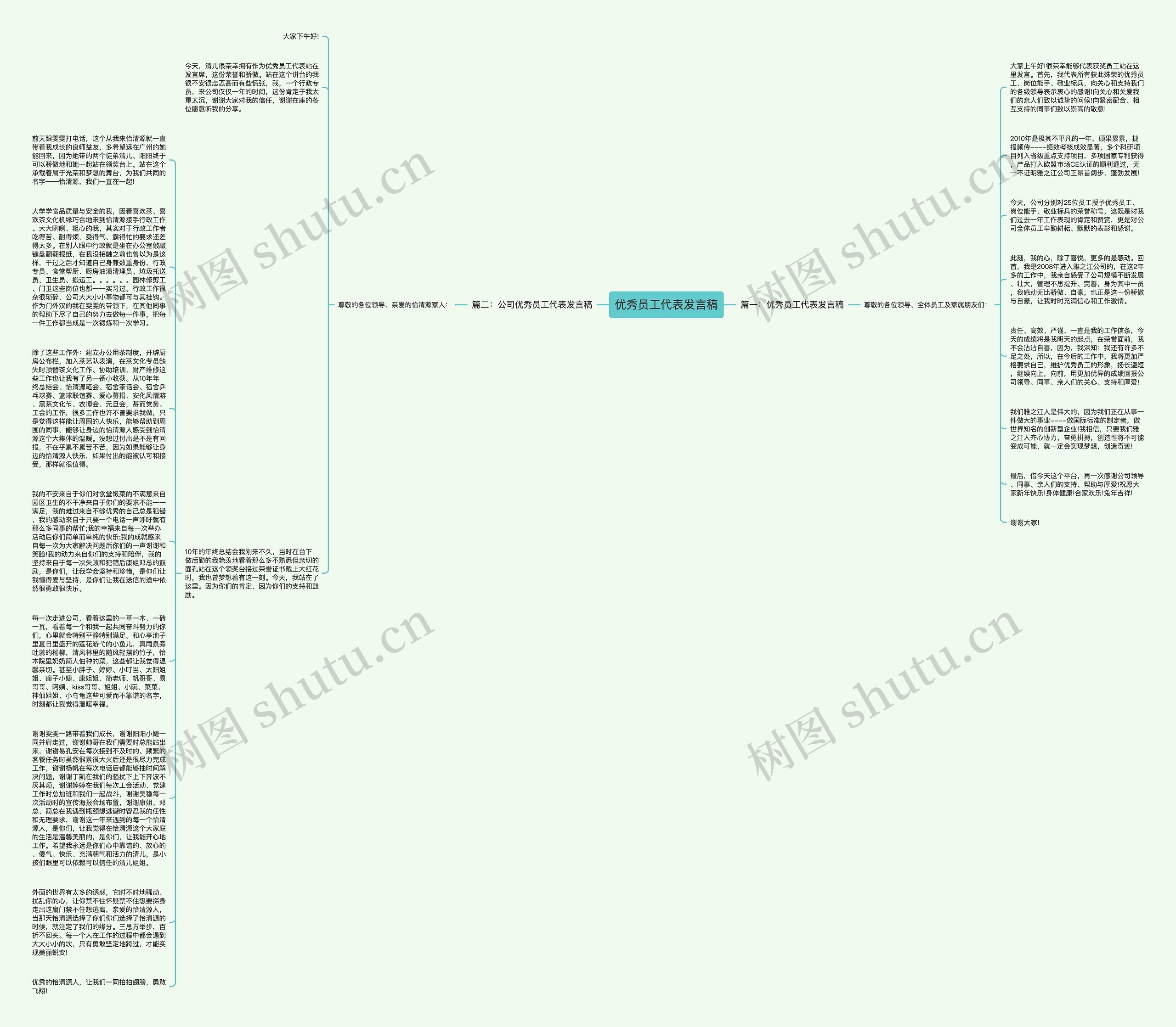 优秀员工代表发言稿思维导图