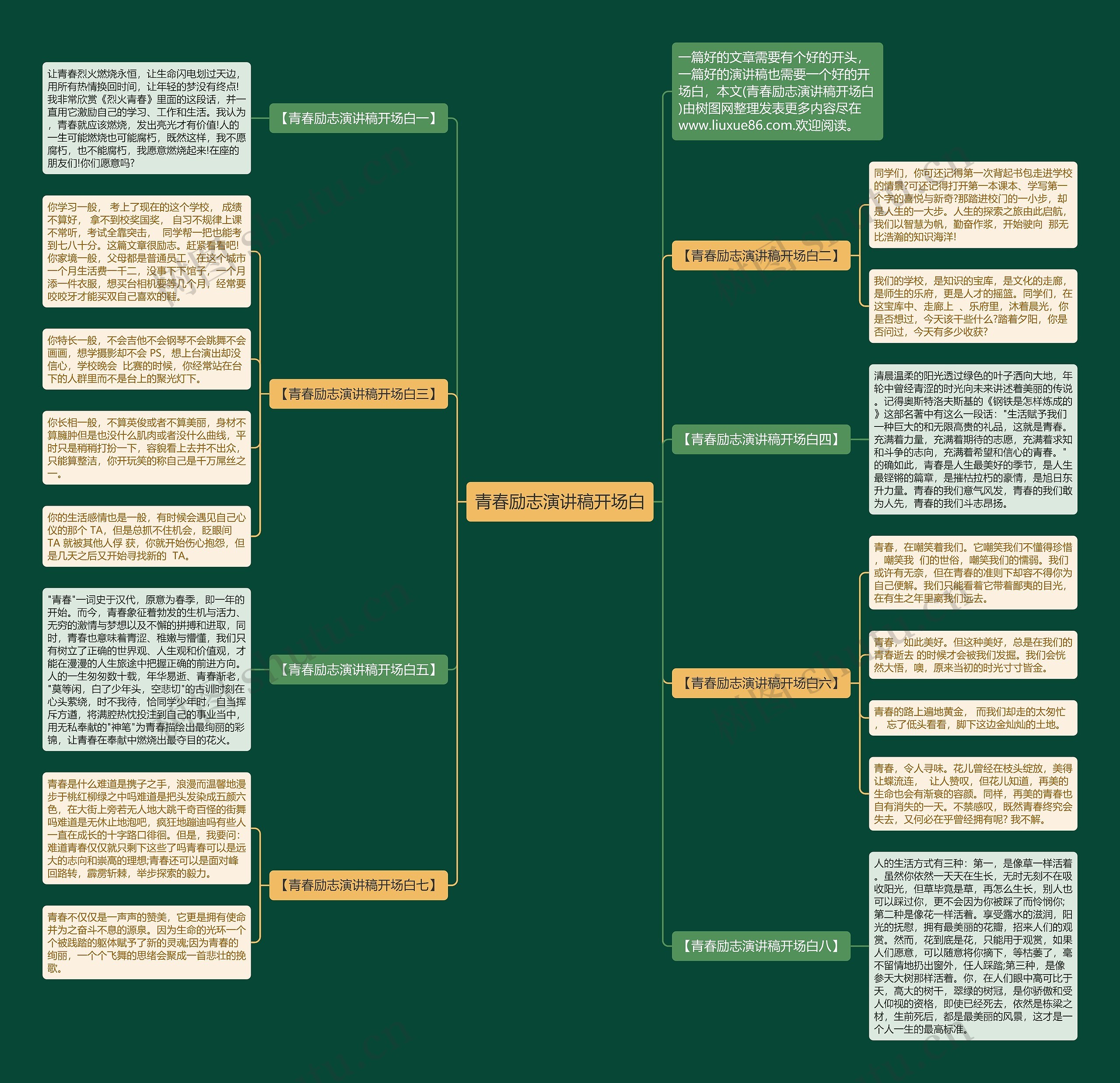 青春励志演讲稿开场白思维导图高清图 青春励志演讲稿开场白思维导图