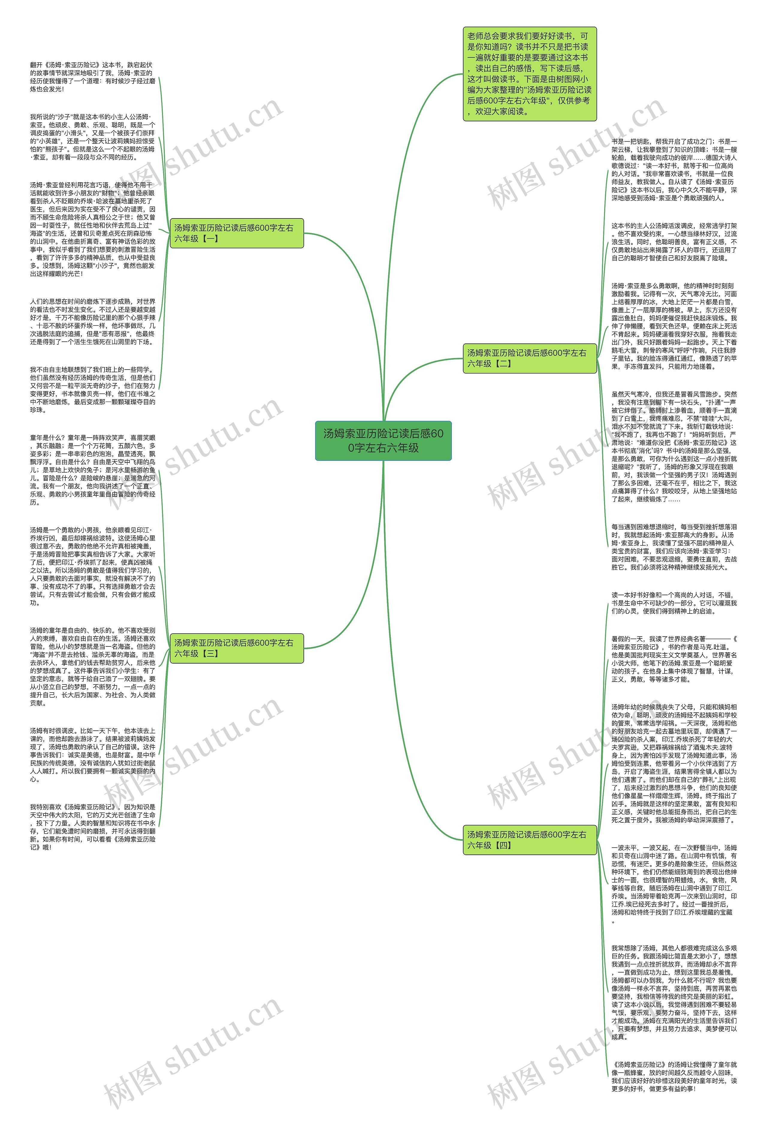 汤姆索亚历险记读后感600字左右六年级思维导图
