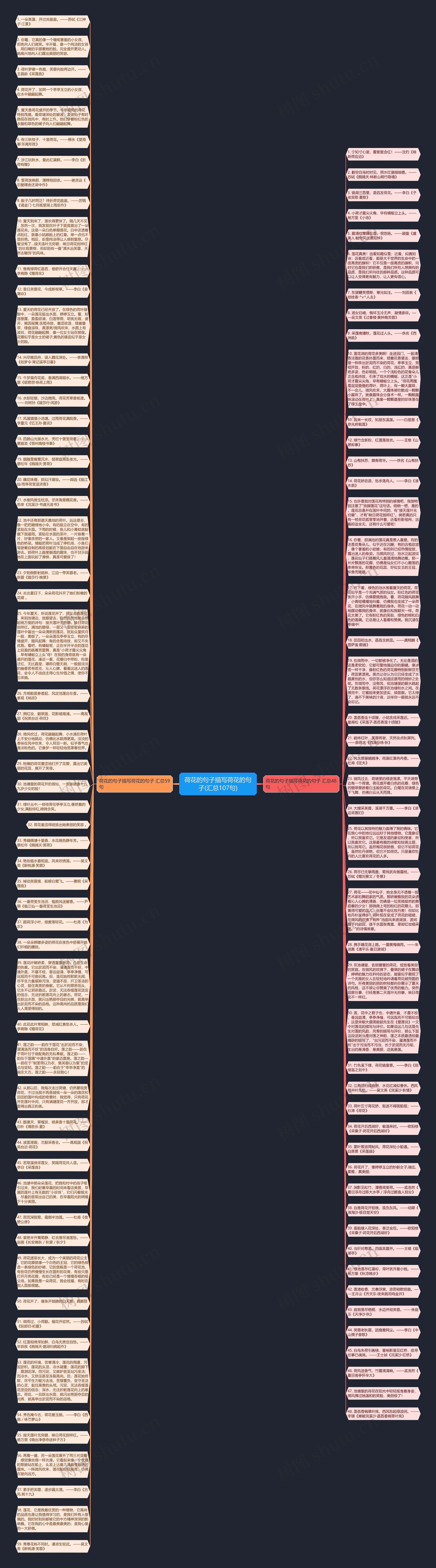 荷花的句子描写荷花的句子(汇总107句)思维导图