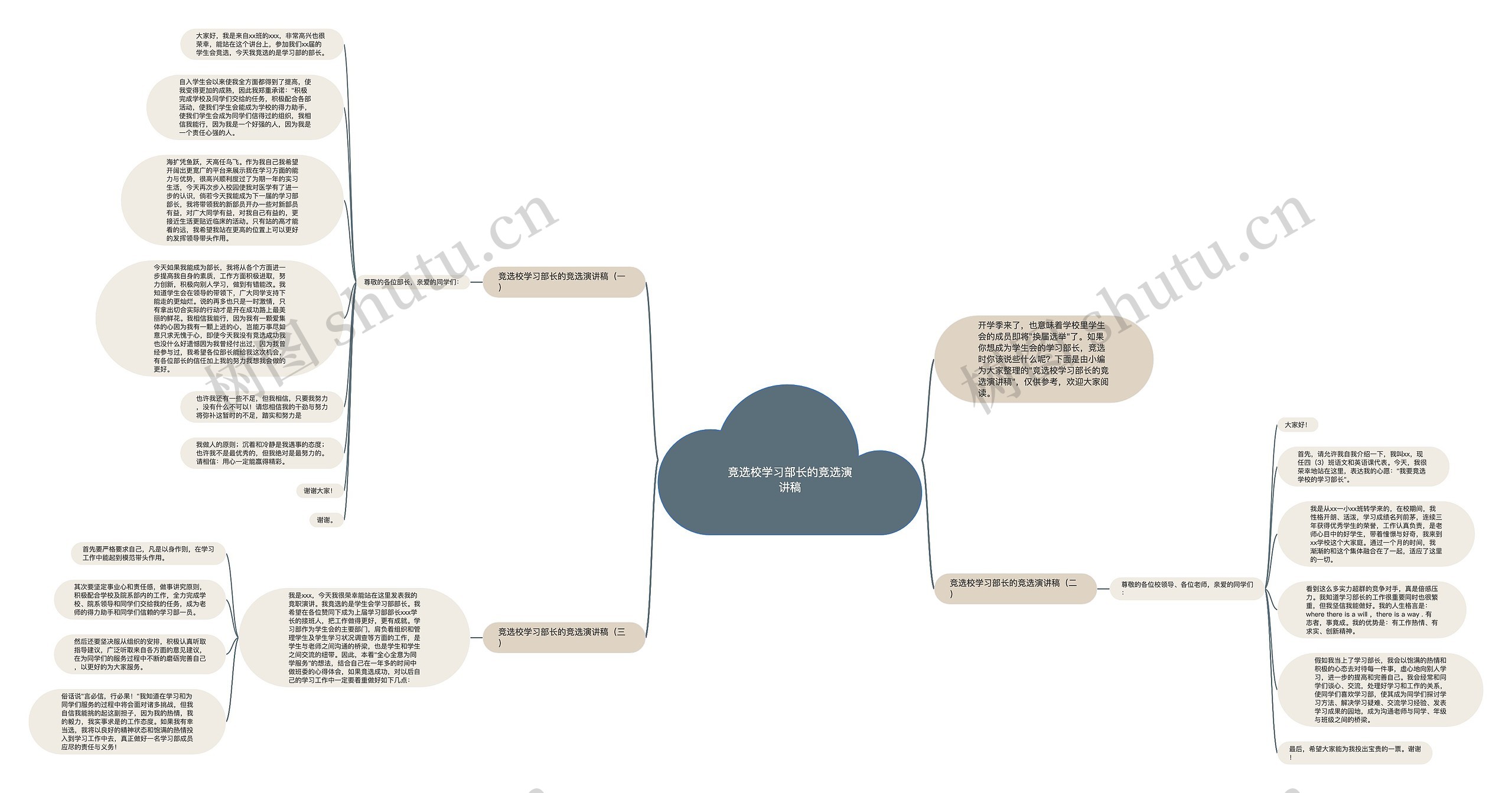 竞选校学习部长的竞选演讲稿思维导图