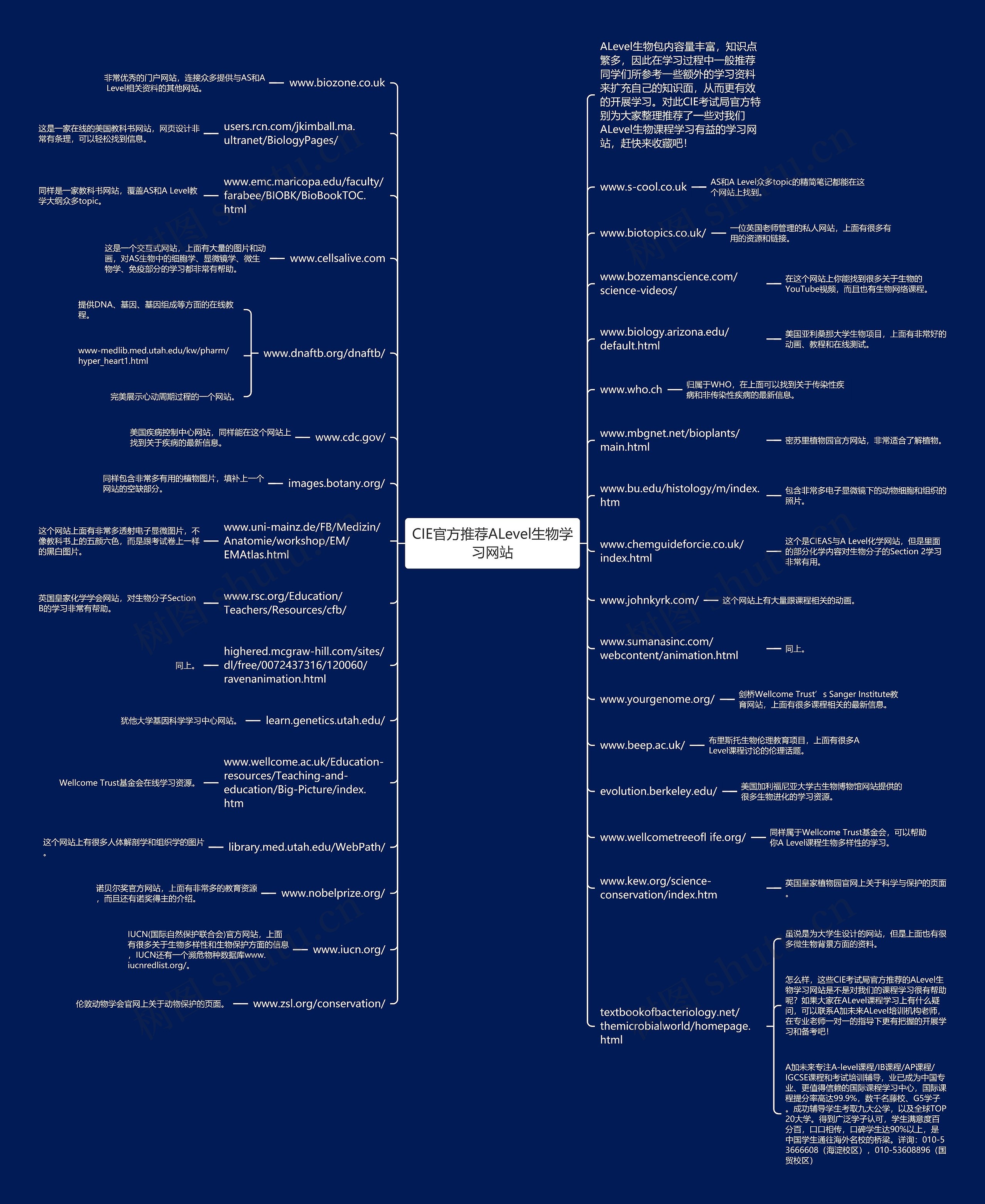 CIE官方推荐ALevel生物学习网站思维导图