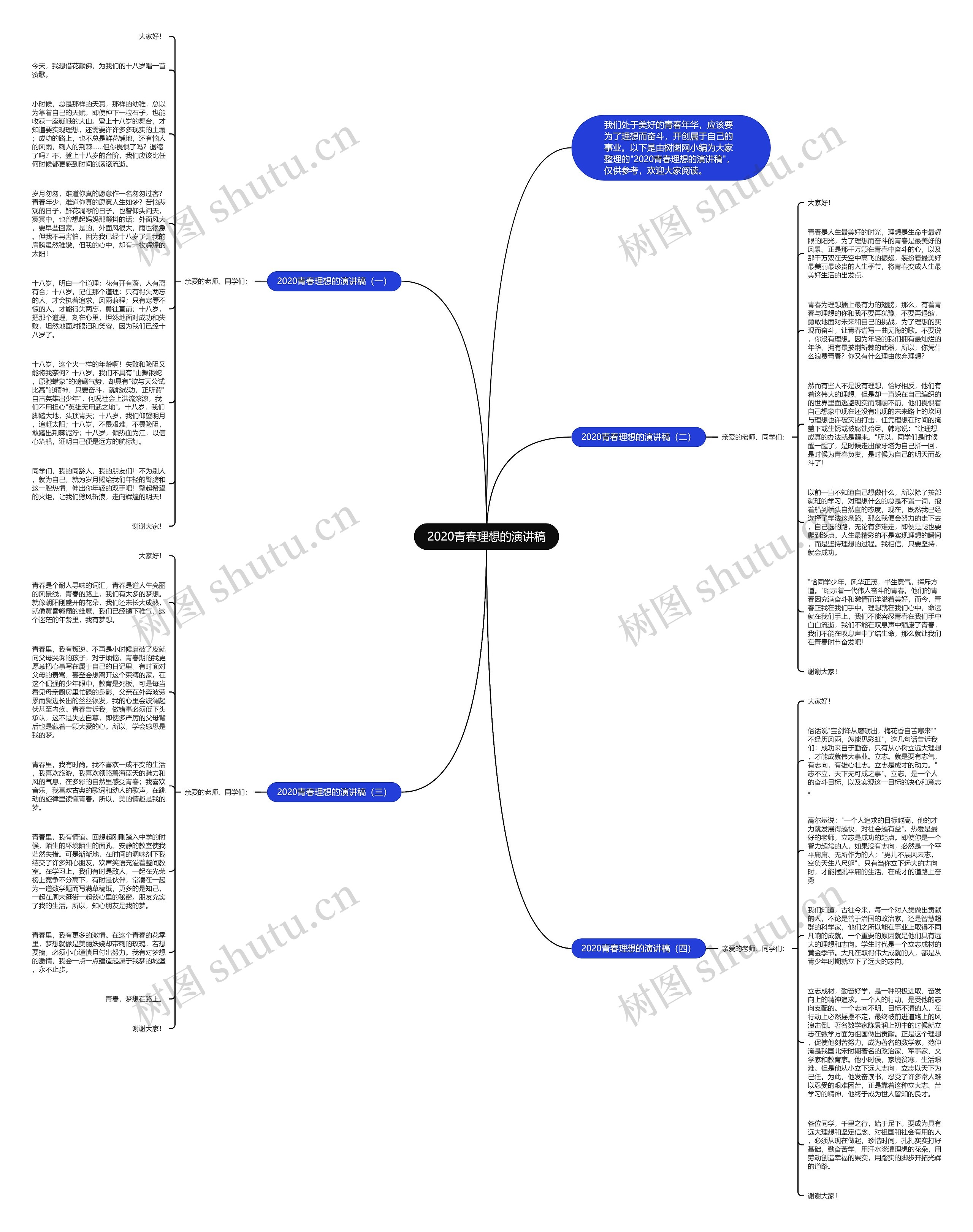 2020青春理想的演讲稿思维导图