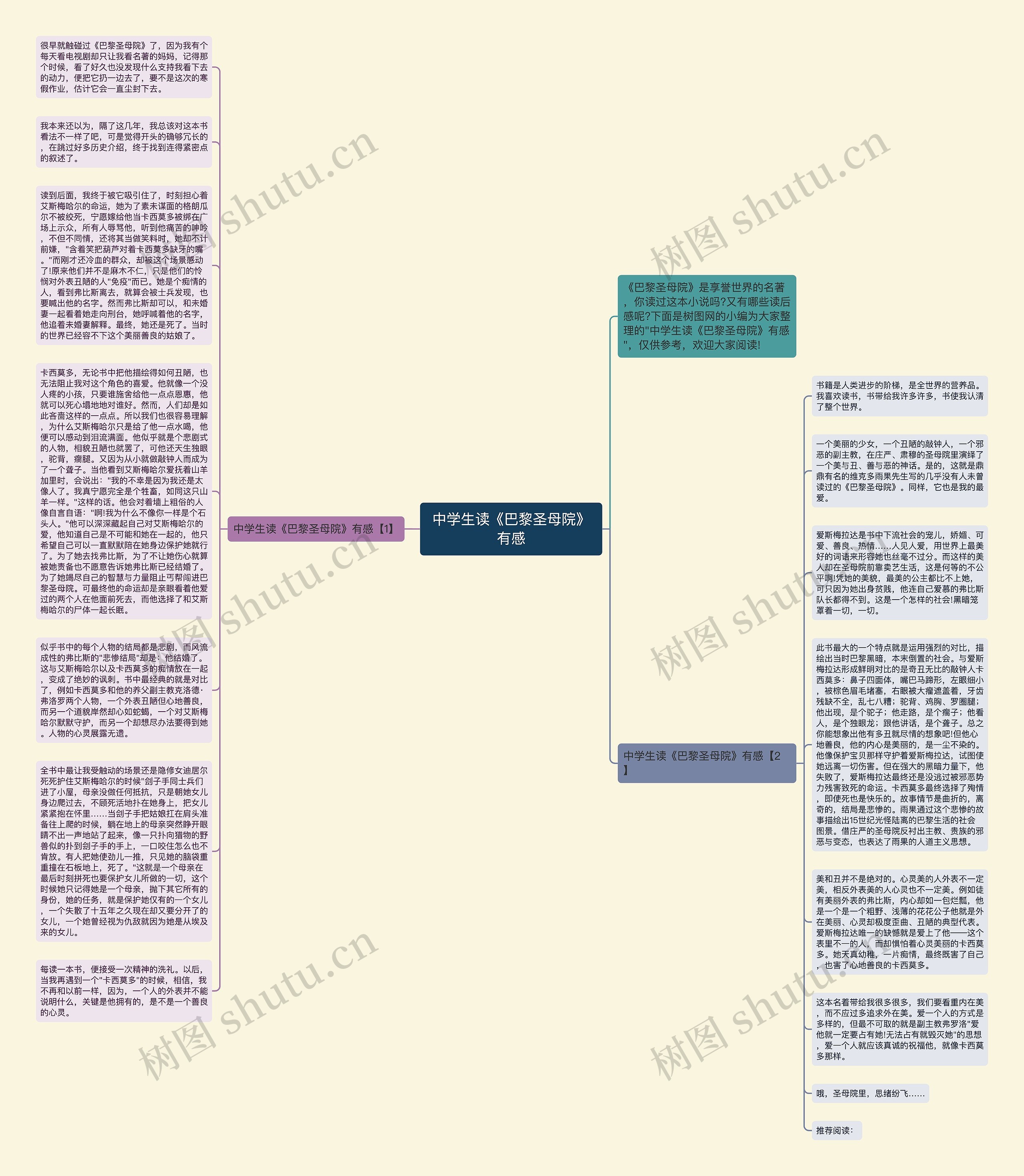 中学生读《巴黎圣母院》有感思维导图