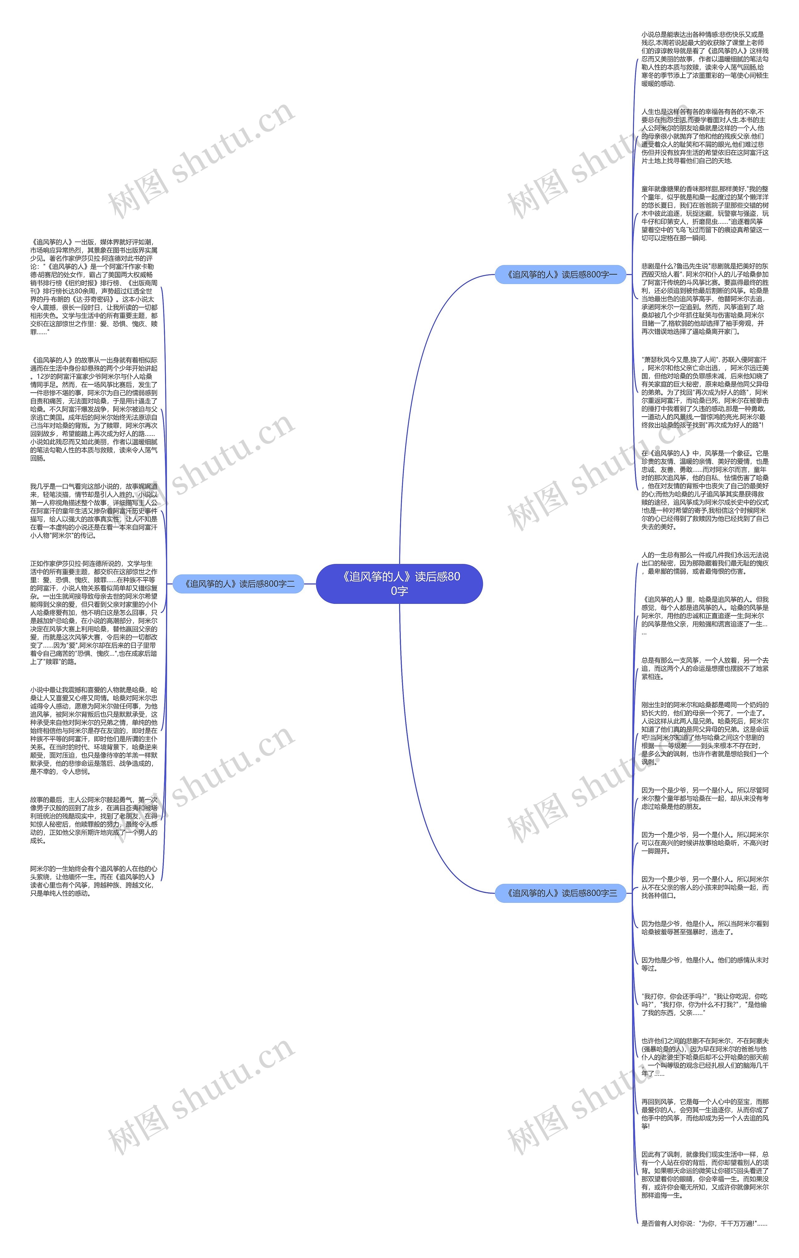 《追风筝的人》读后感800字思维导图高清图 《追风筝的人》读后感800字思维导图