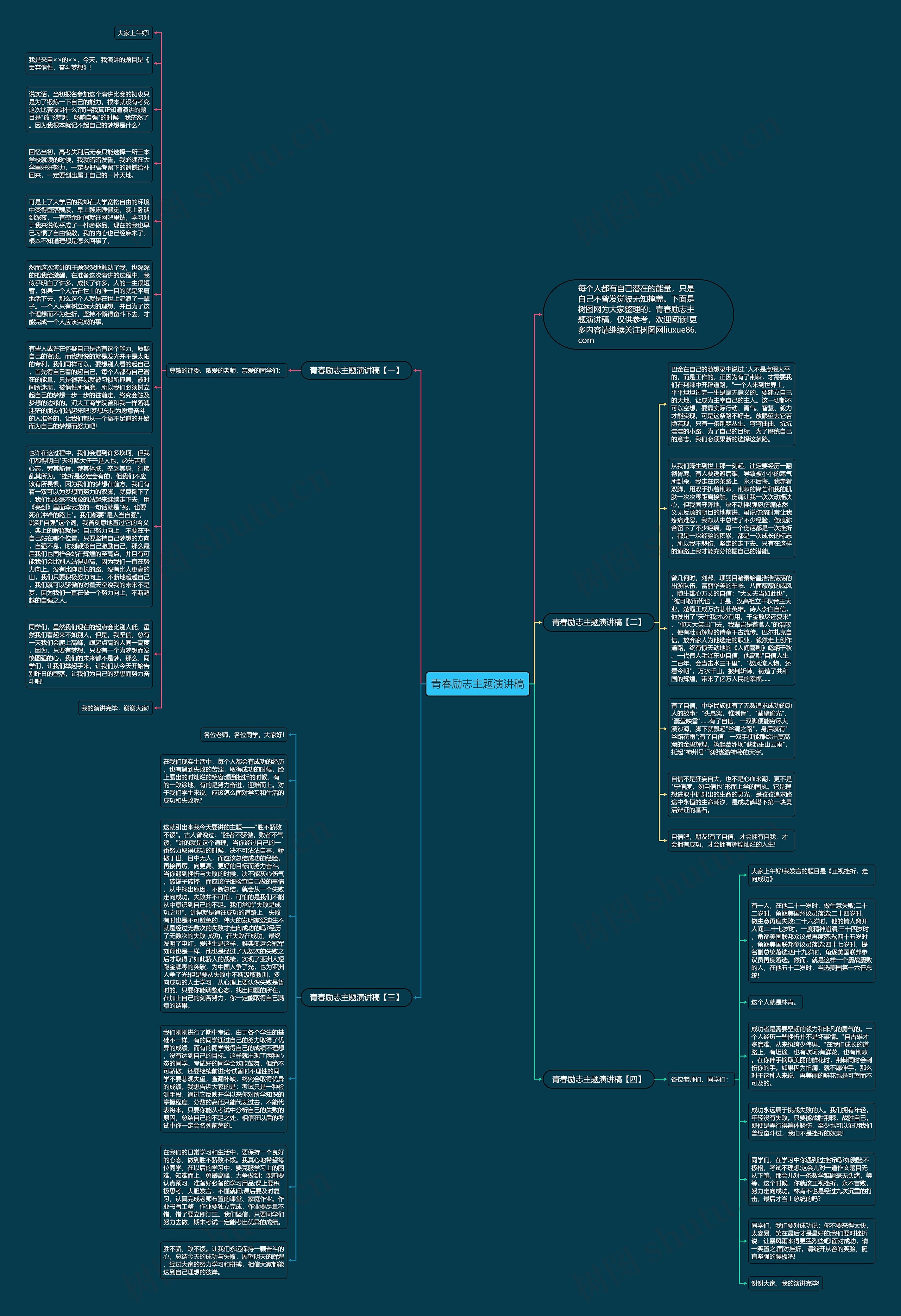 青春励志主题演讲稿思维导图