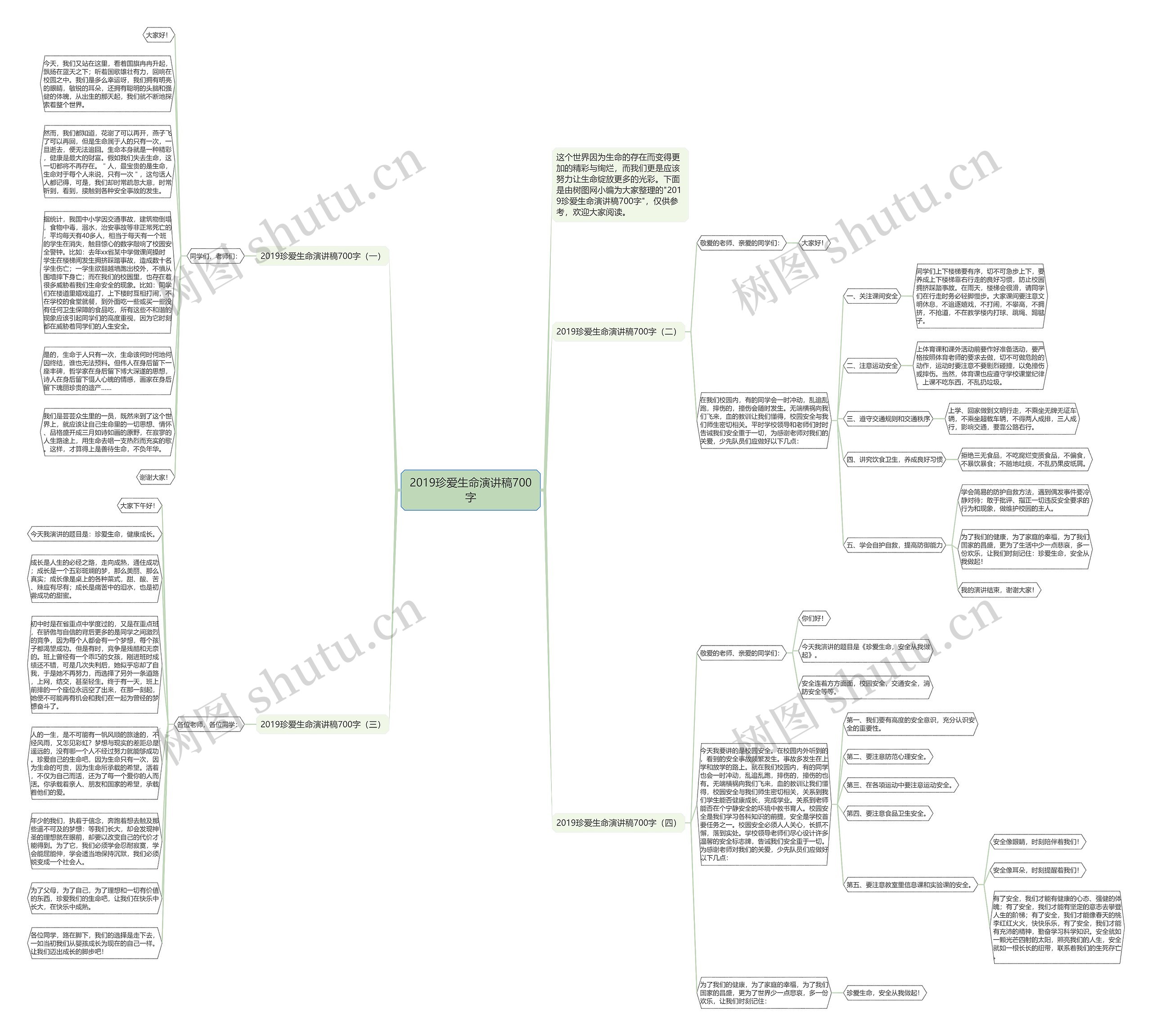 2019珍爱生命演讲稿700字思维导图