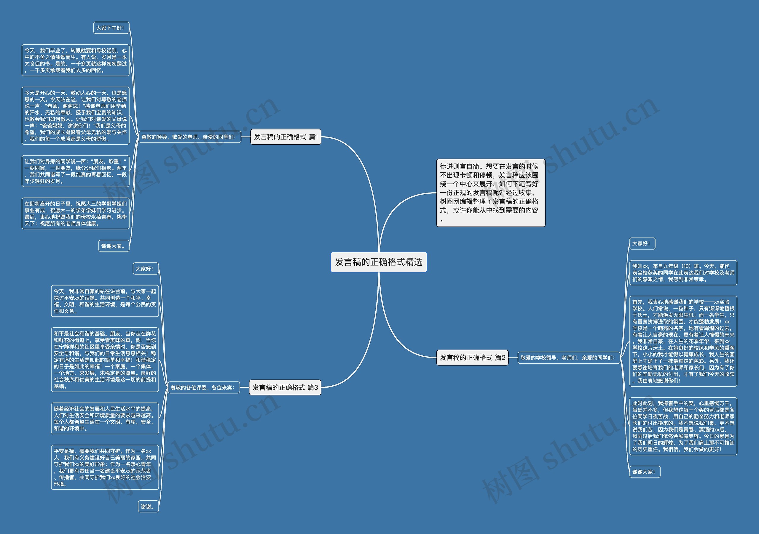 发言稿的正确格式精选思维导图
