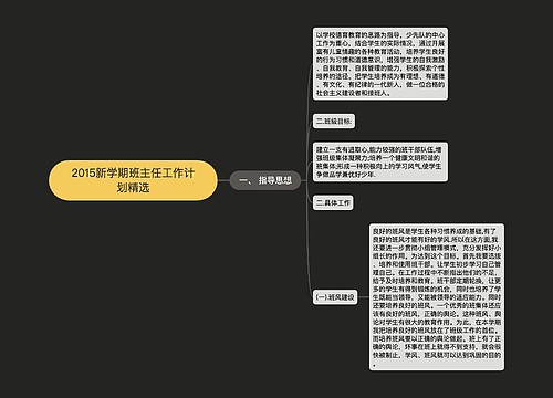 2015新学期班主任工作计划精选