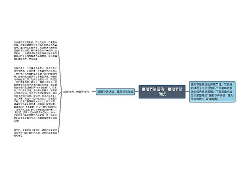 重阳节讲话稿：重阳节话传统