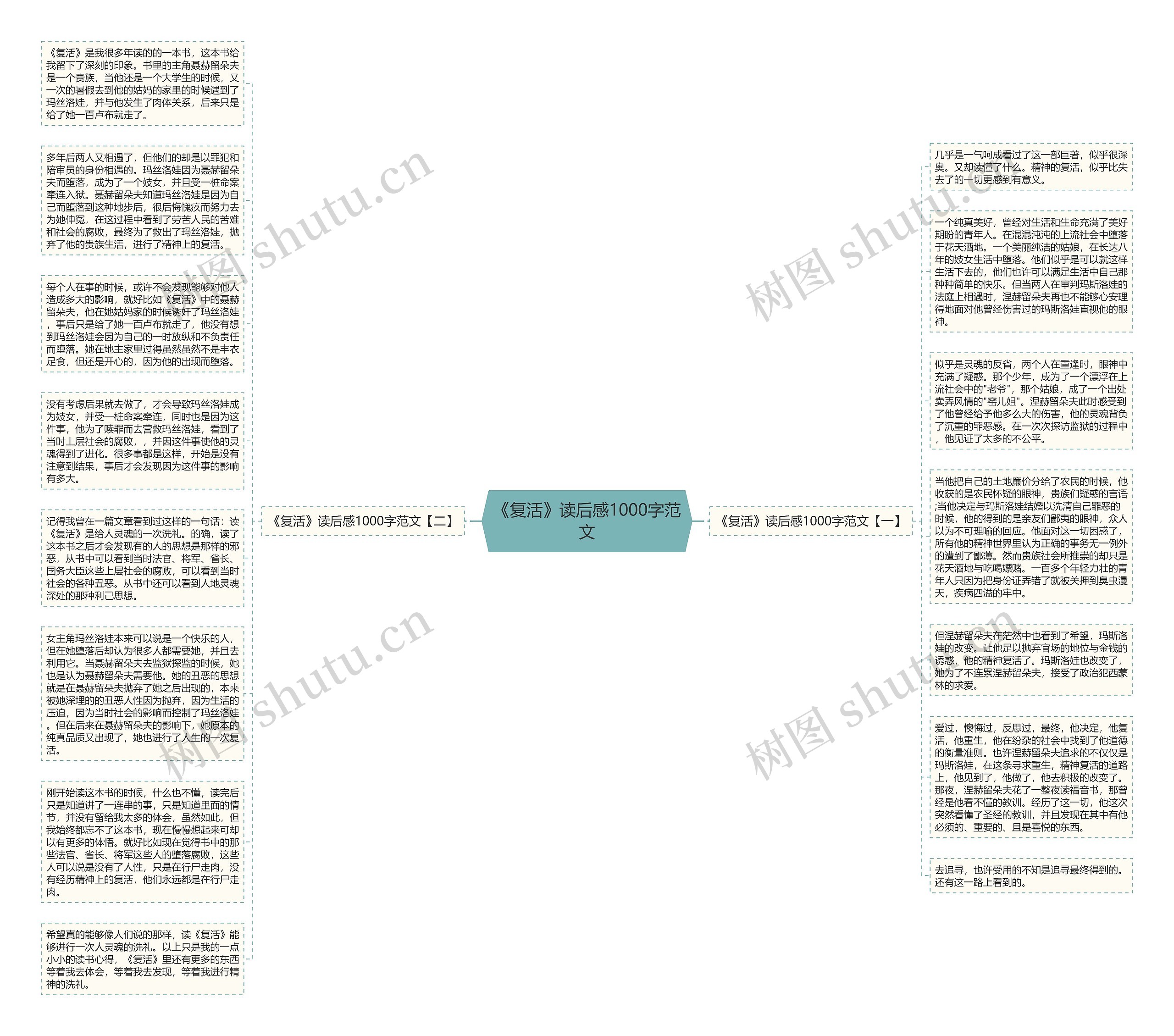 《复活》读后感1000字范文思维导图
