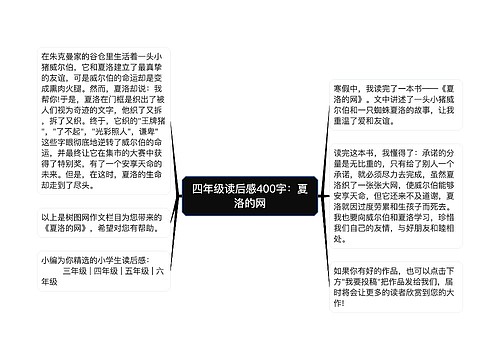 四年级读后感400字：夏洛的网