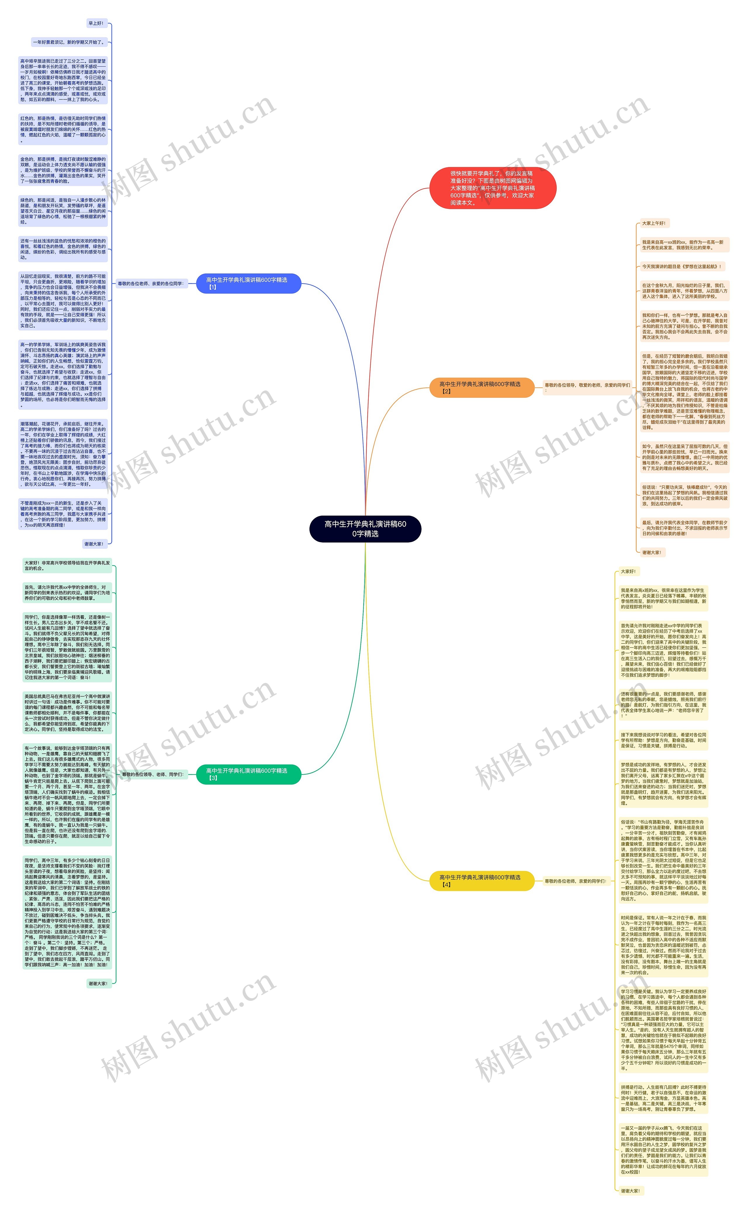 高中生开学典礼演讲稿600字精选思维导图