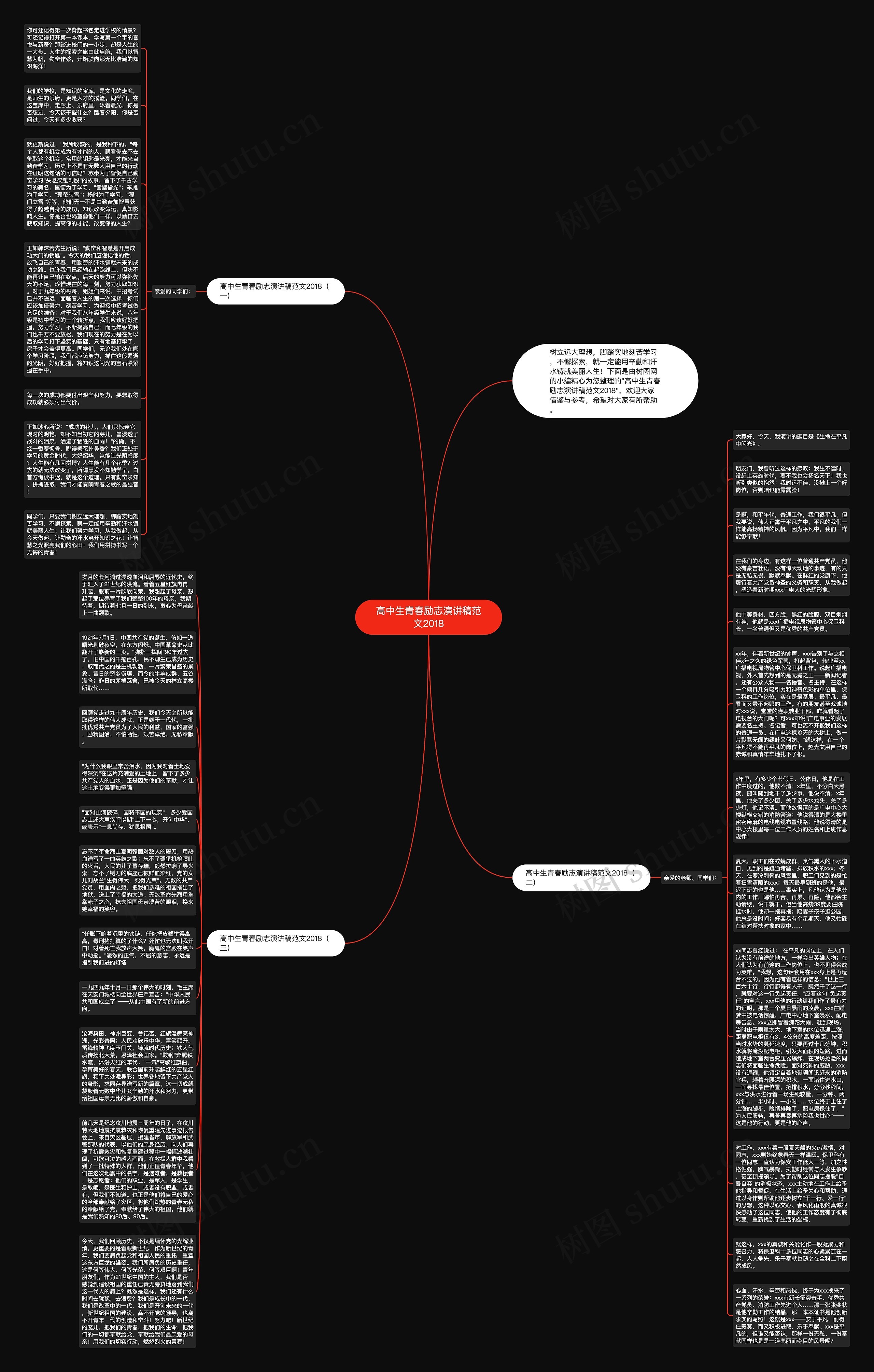 高中生青春励志演讲稿范文2018思维导图