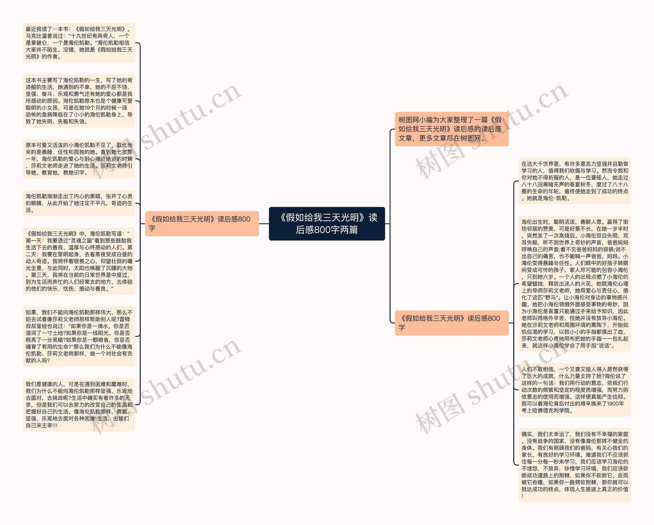 《假如给我三天光明》读后感800字两篇思维导图