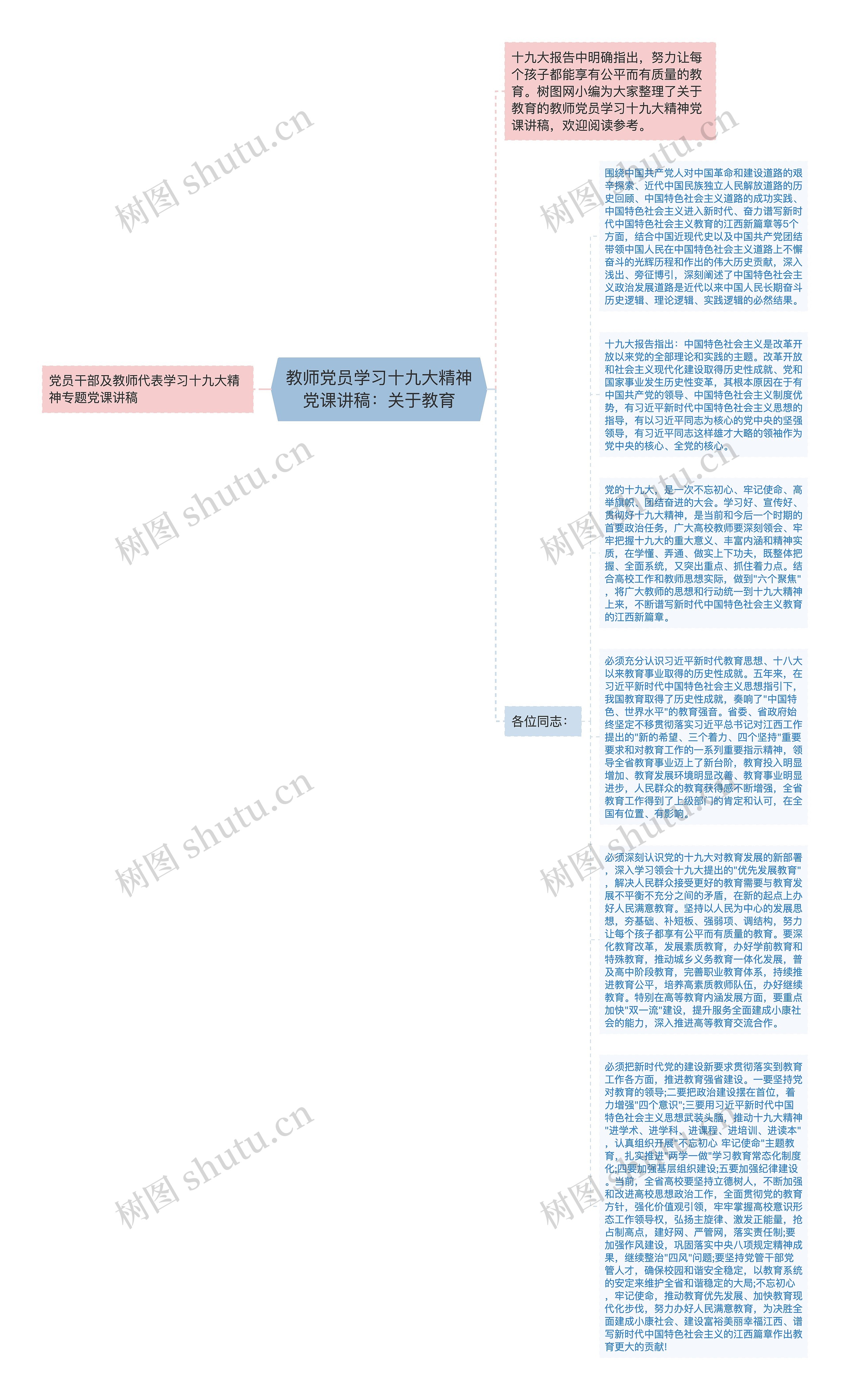 教师党员学习十九大精神党课讲稿：关于教育